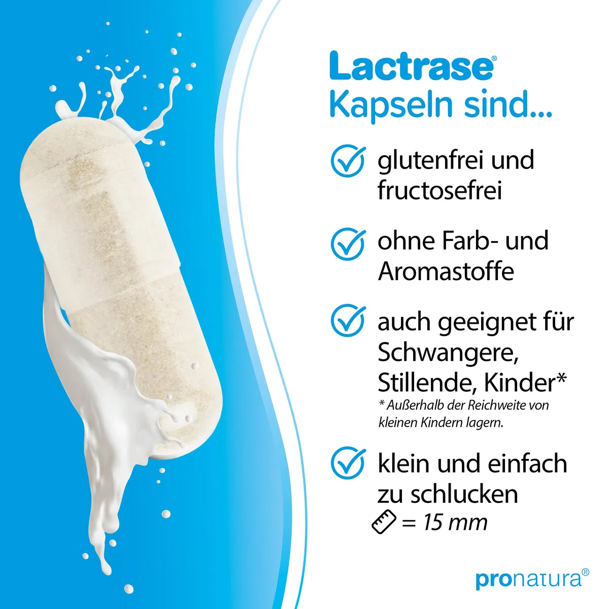 pro natura Lactrase 12000 – 150 Lactase Kapseln bei Lactose-Intoleranz, für den unbeschwerten Genuss von Milch und Milchprodukten