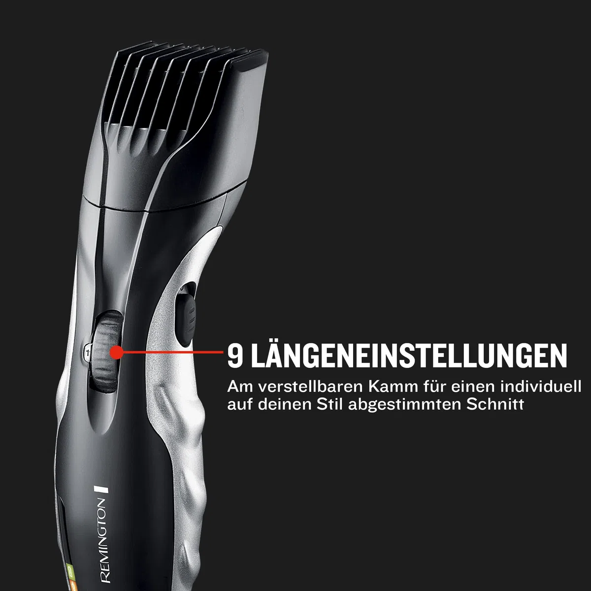 Remington Barttrimmer Herren [selbstschärf. Keramik Klingen/0,4-18mm] Bartschneider Set (Einstellrad mit 9 Längeneinstellungen ab 1,5mm, Netz-/Akkubetrieb, LED Ladeanzeige, Langhaarschneider) MB320C