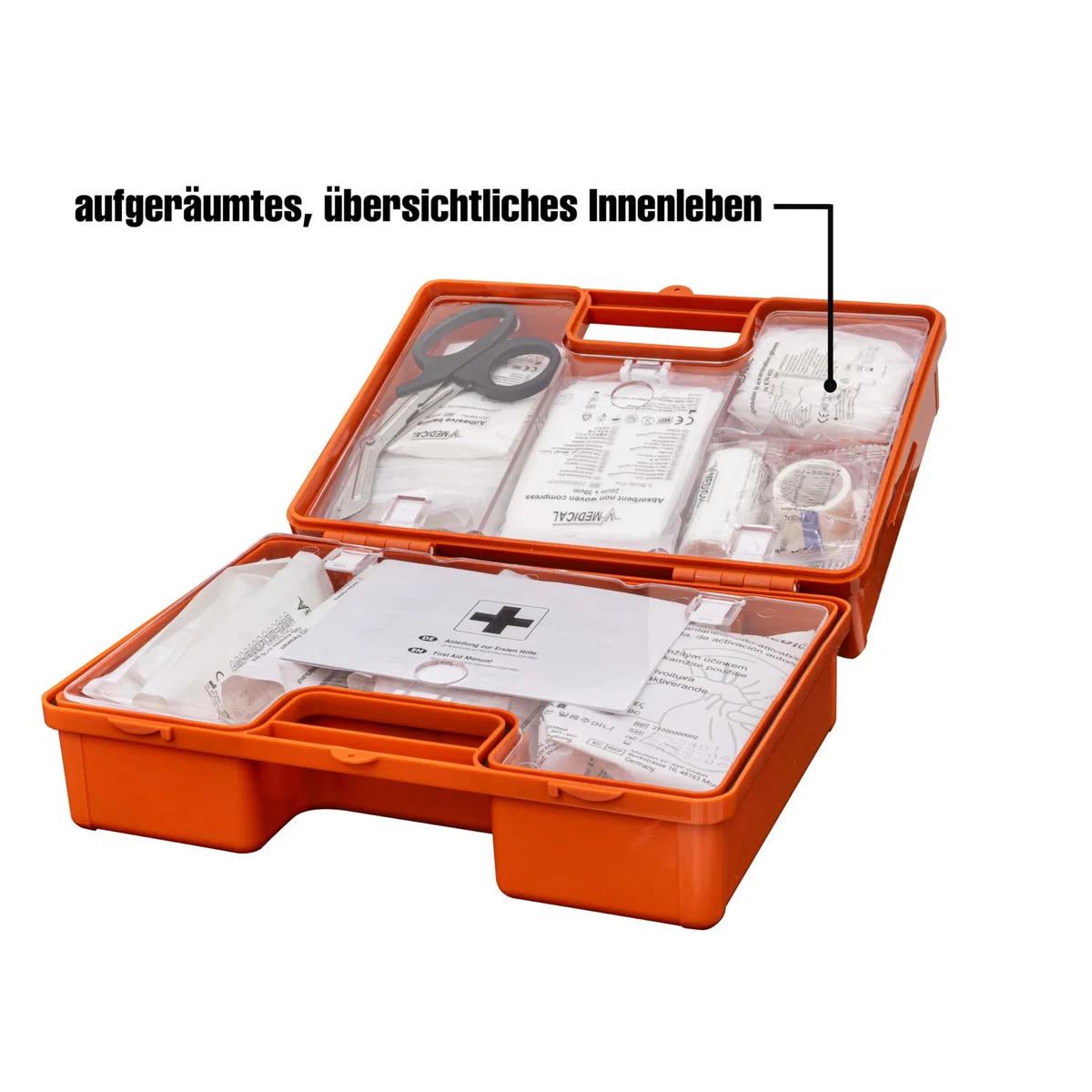 PETEX Betriebsverbandkasten DIN 13157 Profi, mit Wandhalterung, orange
