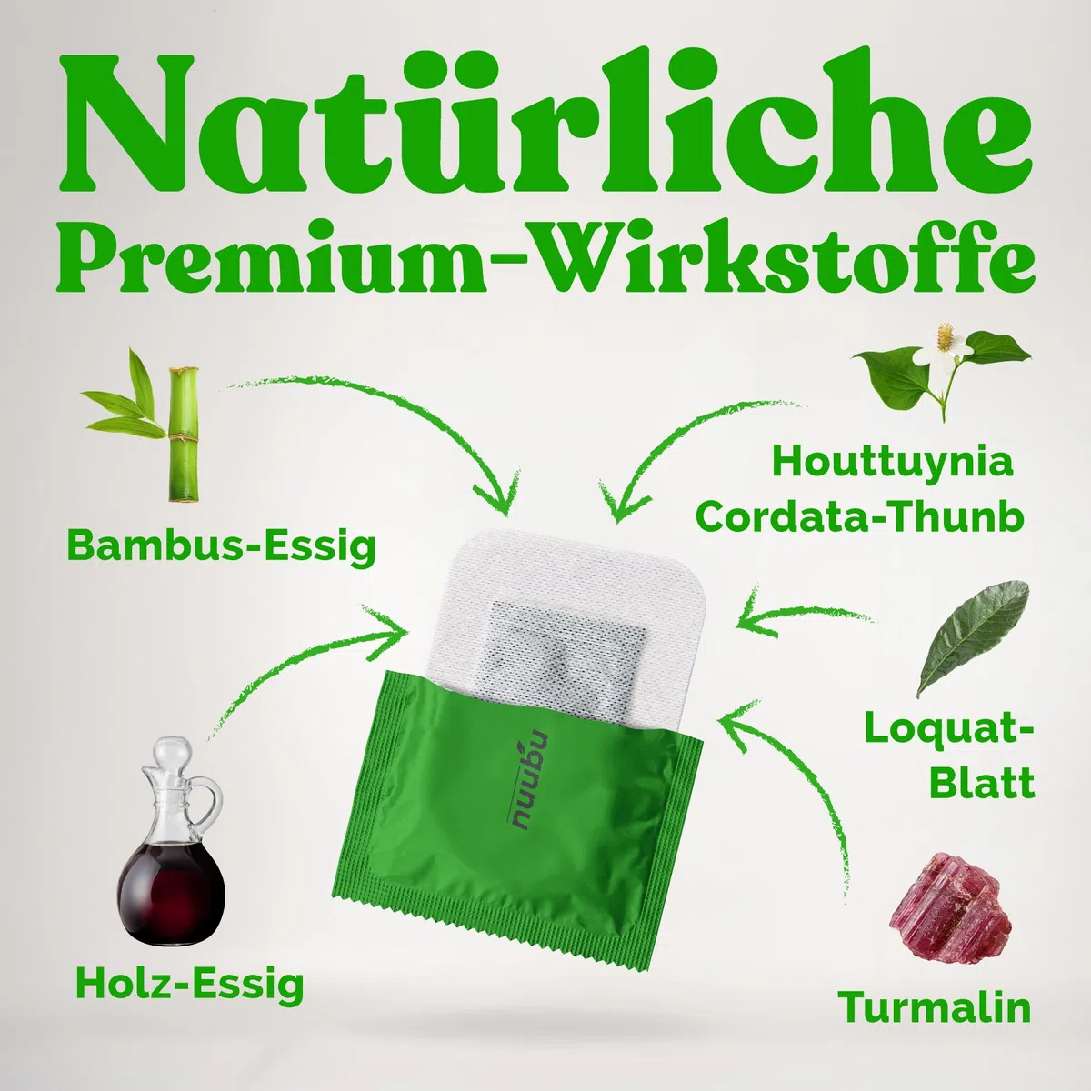 Nuubu Fußpflaster (30 Pflaster), natürliche Fußpads mit Bambusessig und Turmalin