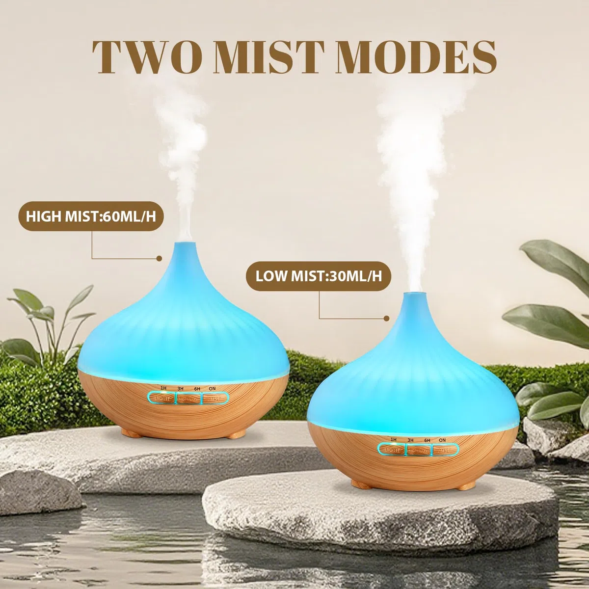 AESHORY 500ml Aroma Diffuser Mit 12 x 5ml Ätherische Öle, Ultraschall Aromatherapie Diffuser Luftbefeuchter, 7 Farbigem LED Licht, 4 Timer, Fernbedienung