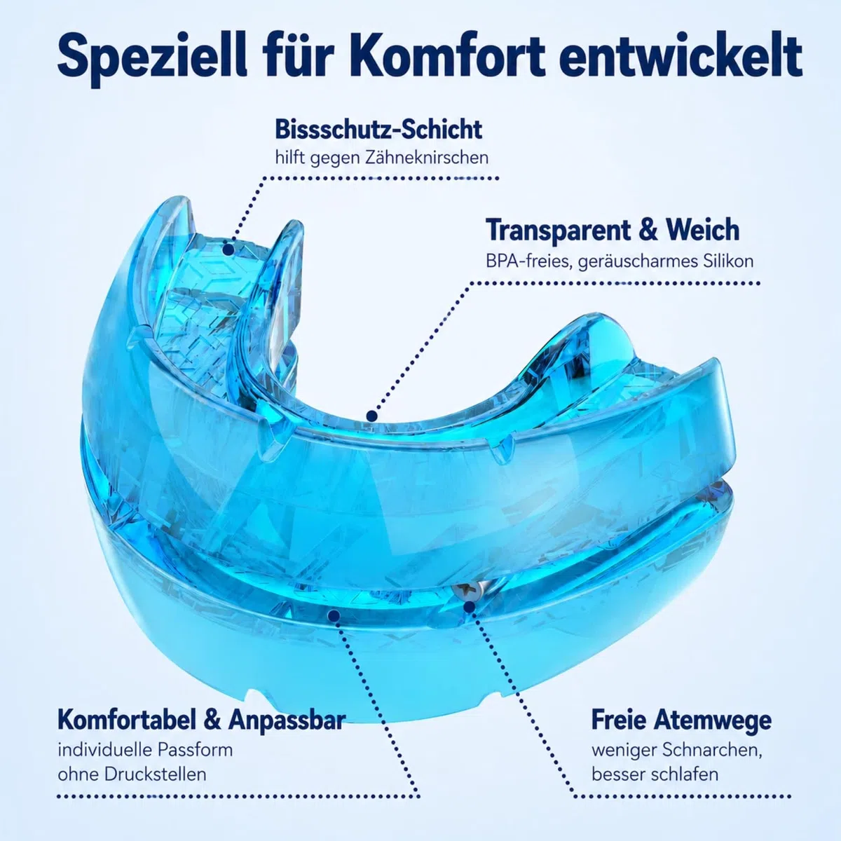 Schnarchstopper Anti Schnarch, Schnarchschiene gegen Schnarchen, Reduziert Zähneknirschen, Verbessert den Schlaf für Männer und Frauen (Blau)