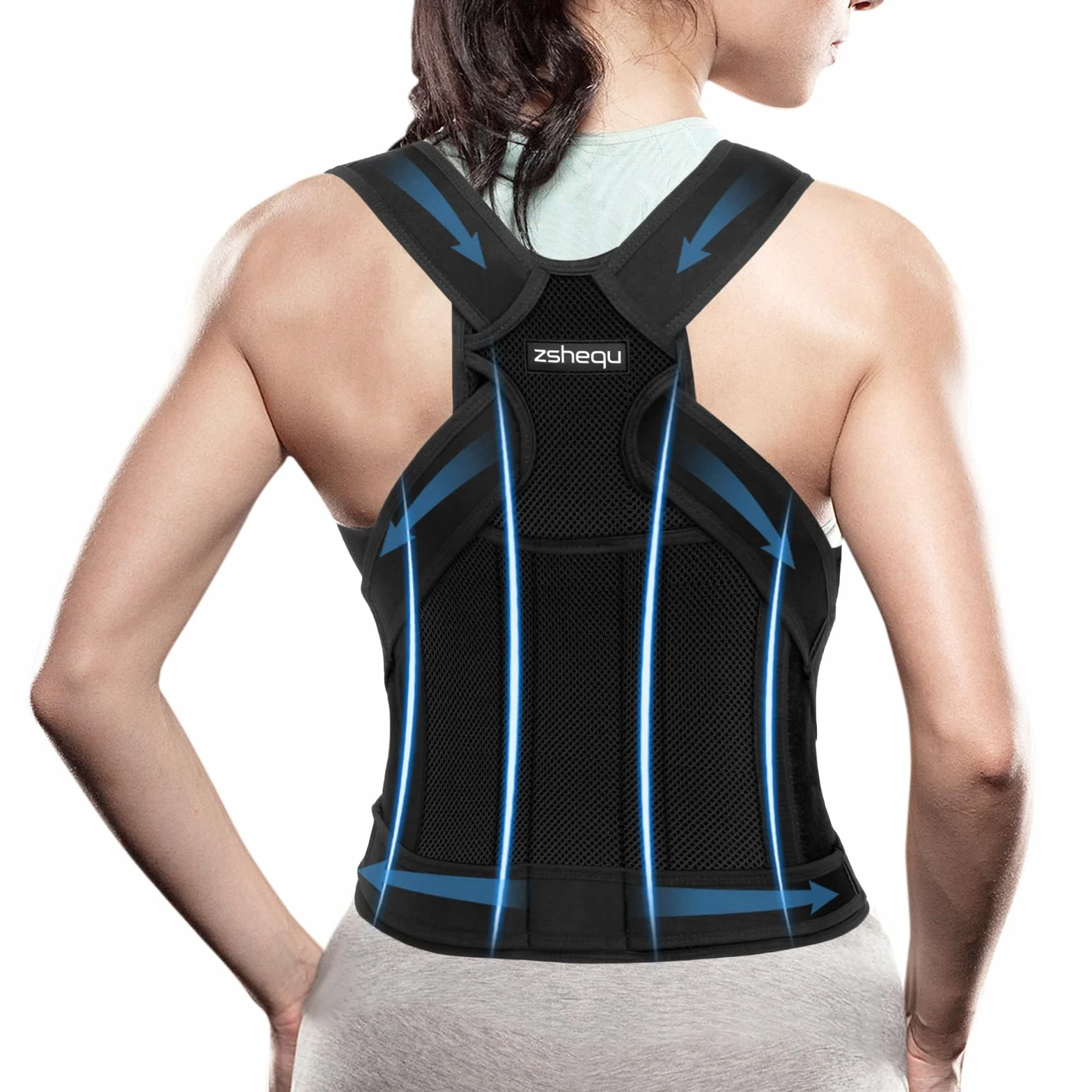 Rücken Geradehalter Rückenstützgürtel Haltungskorrektur Damen: Haltung Korrektur Gurt für Herren - Verstellbare Back Support Corrector - Haltungstrainer Rückengurt für Schulter Nacken - Schwarz L