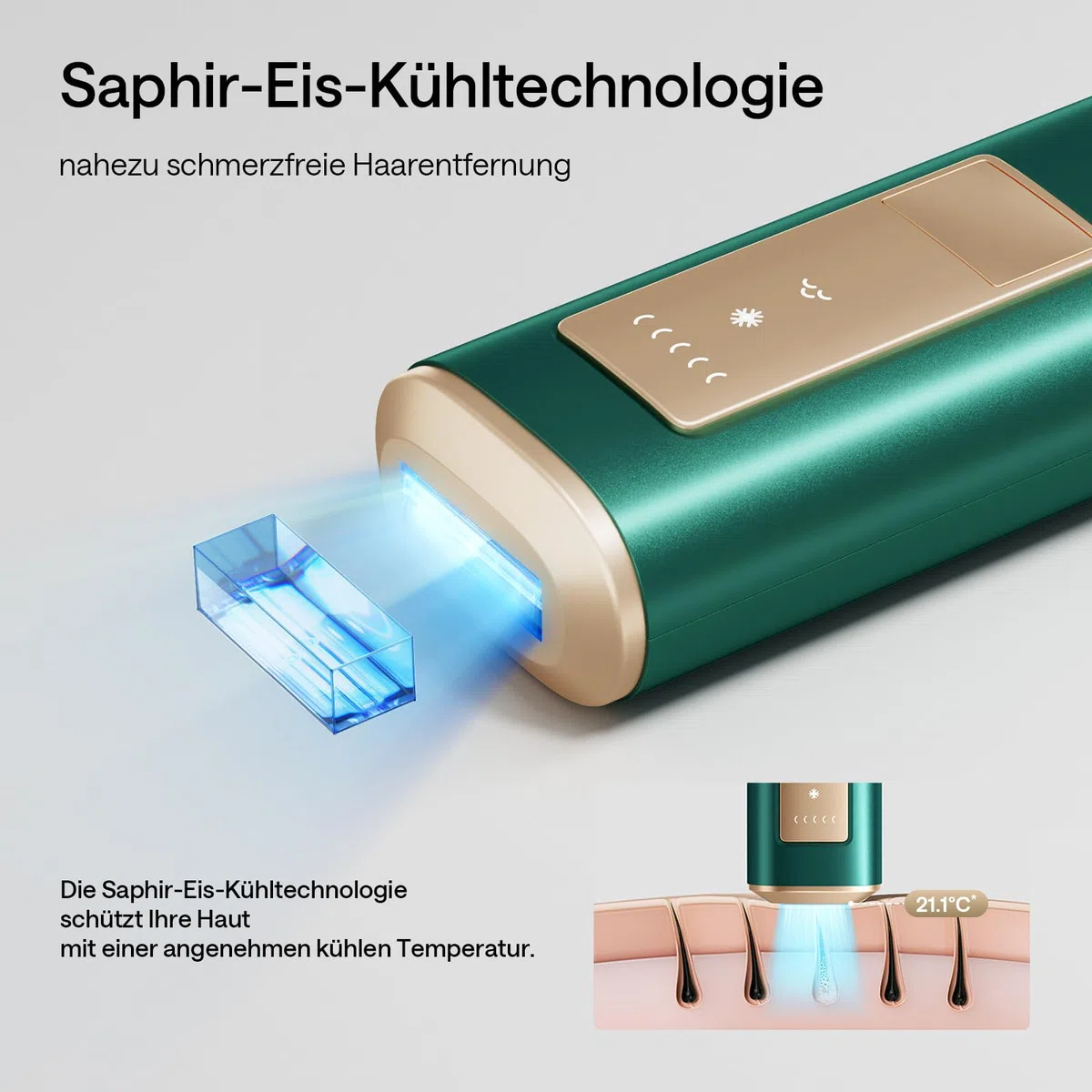 Ulike Air 2 IPL Gerät Haarentfernung mit Eiskühltechnik, schmerzfrei, Laser Alternative für Körper und Gesicht