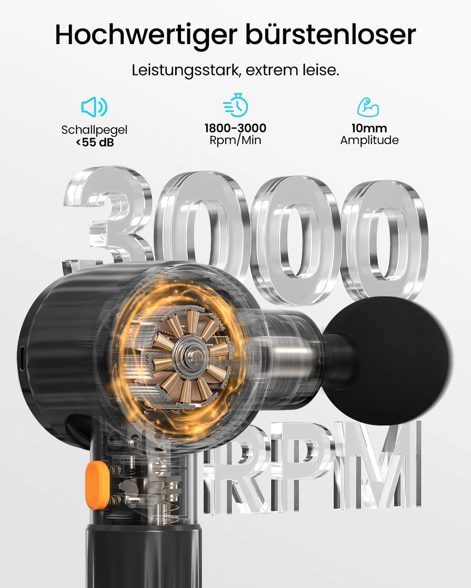 Massagepistole,Napre Massage Gun Massage Pistole mit Verlängerungs Griff und 3 Einstellbaren Winkeln,Muskel Percussion Massagegerät für Rücken/Nacken/Schulter Entspannung,Handmassagegerät,Schwarz