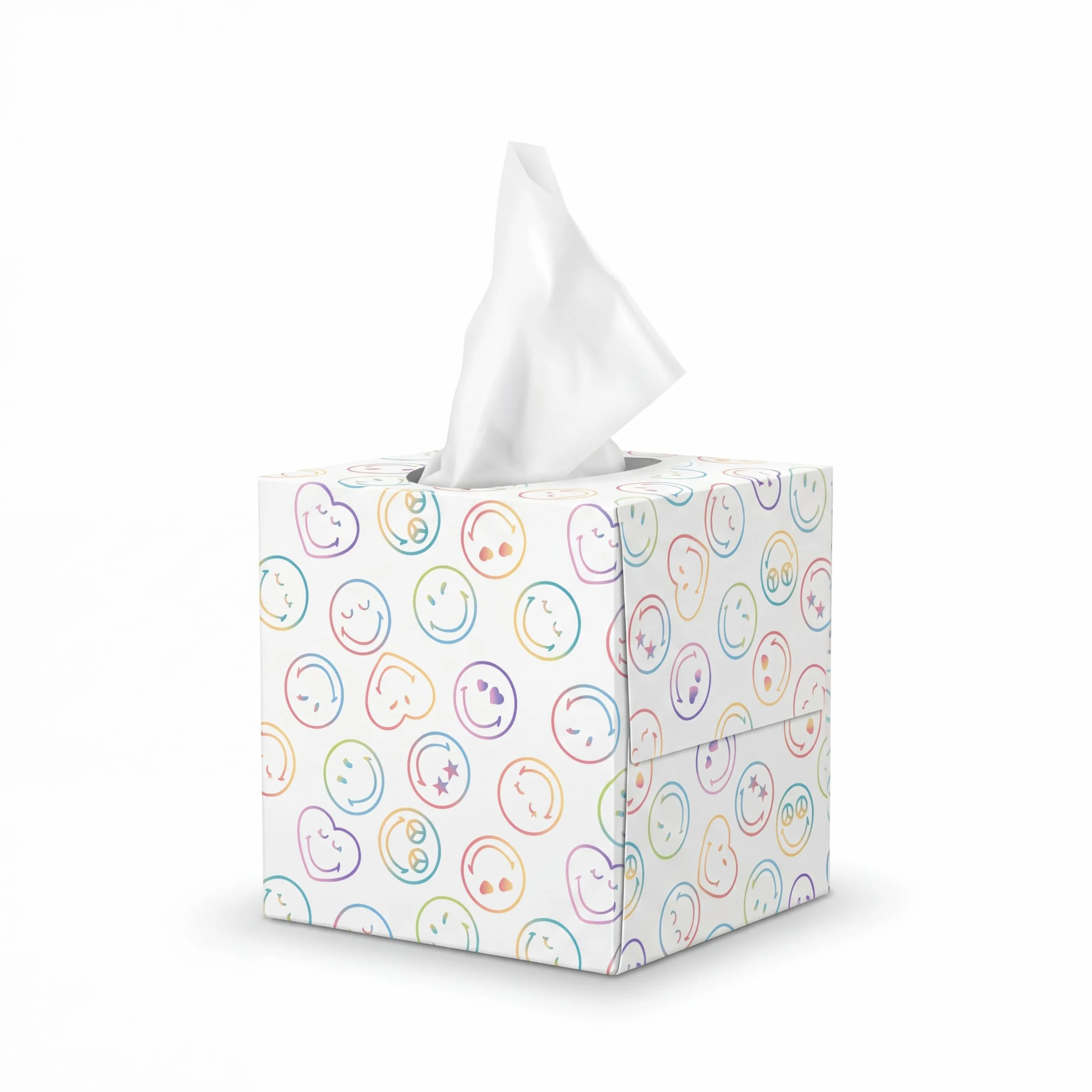 SMILEYWORLD Ultra Soft Taschentücher – 12 Würfelboxen x 48 Blatt (576 Blatt gesamt), 3-lagig – 3 Designs – Taschentuchbox für Zuhause & Büro (Braun, Rosa, Gelb, Weiß, mehrfarbig)
