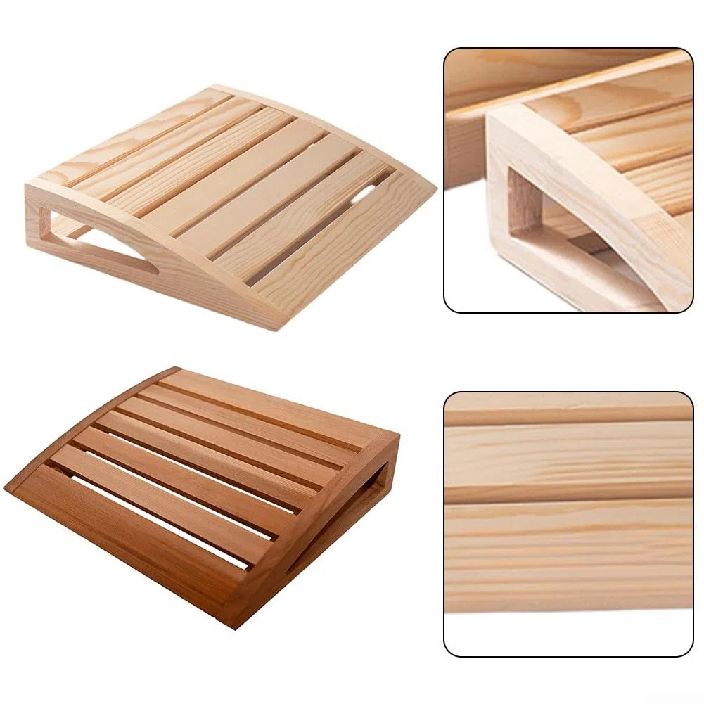Holz Sauna-Kopfstütze, Ergonomische Saunakopfstütze Holz, Sauna Kopfstütze Kopfteil Rückenlehne gebogen, Nackenstütze Beinauflage Rückenlehne Rückenstütze Saunazubehör, 31 x 38 x 7 cm(B)