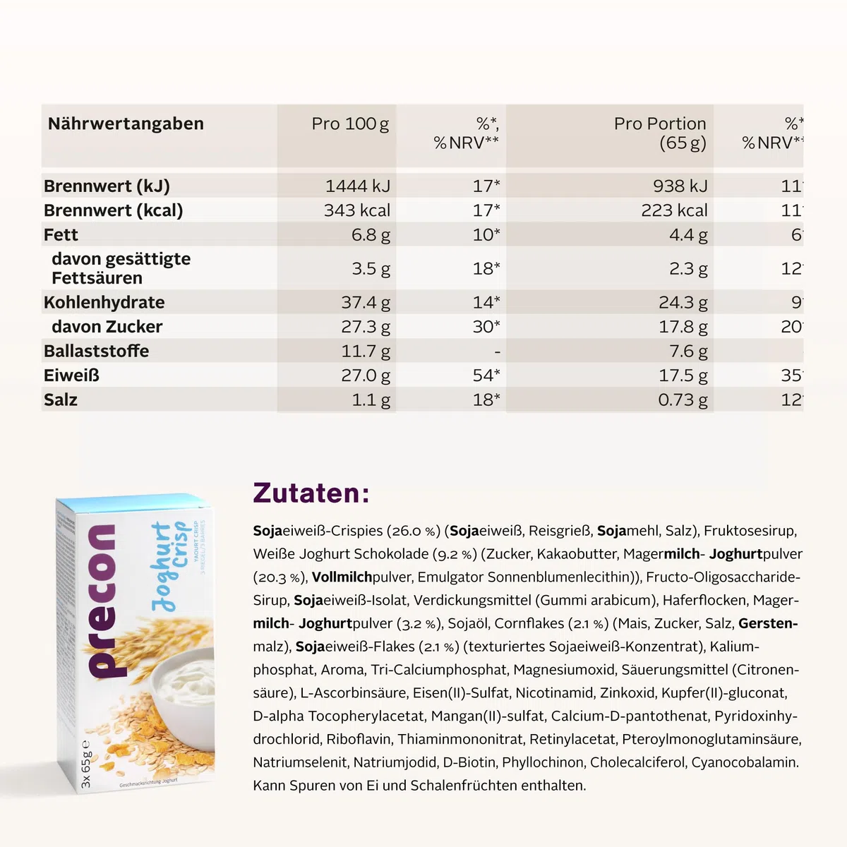 Precon BCM Diät Riegel zum Abnehmen – JoghurtCrisp – 3 Riegel à 64 g – Mahlzeitenersatz für eine gewichtskontrollierende Ernährung