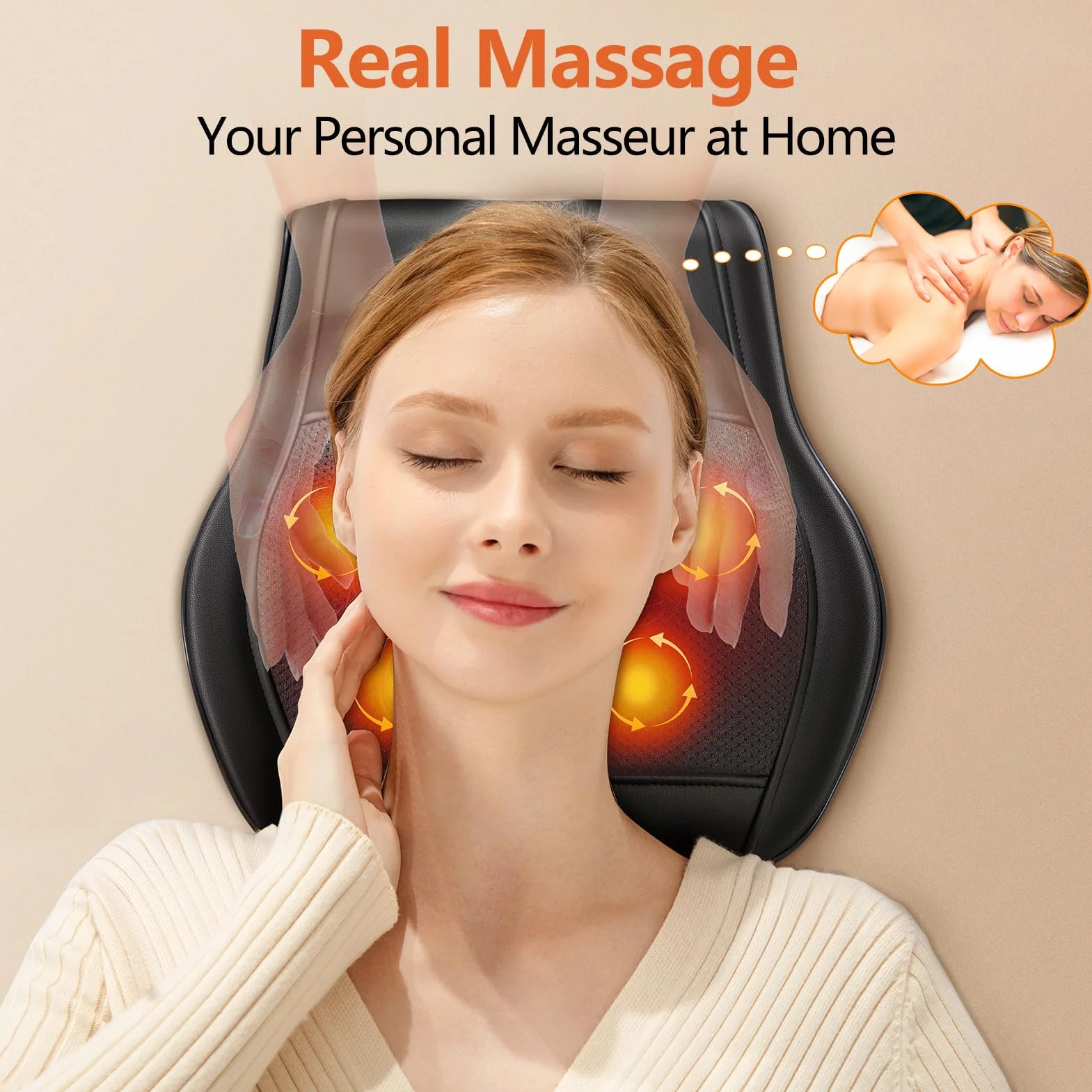 Brelley Massagegerät, Nackenmassagegerät mit Wärme, Shiatsu Rückenmassagegerät mit 3D Tiefengewebsmassage für Nacken, Rücken, Beine - Geschenke für Frauen, Männer & Eltern