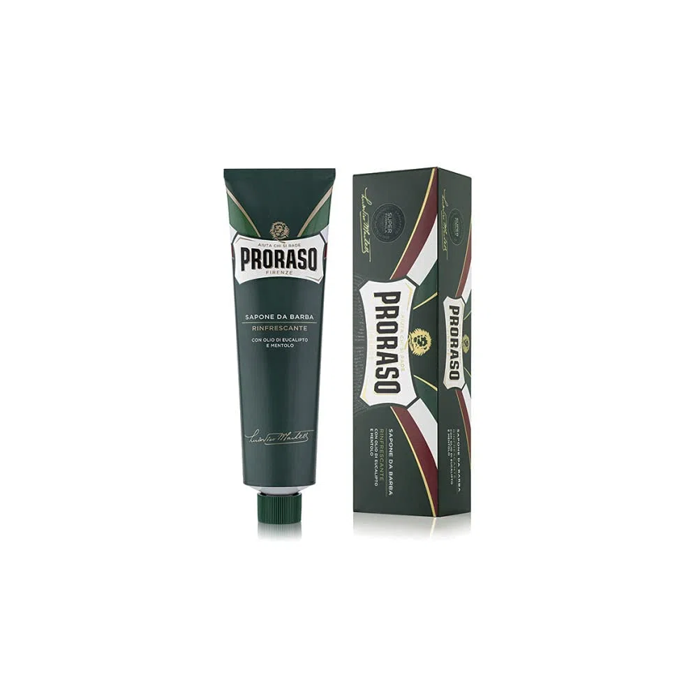 Proraso Rasierseife in erfrischender Tube, 3 x 150 ml, dicke, cremige und angereicherte Bartseife mit Eukalyptus- und Menthol-Öl, hergestellt in Italien
