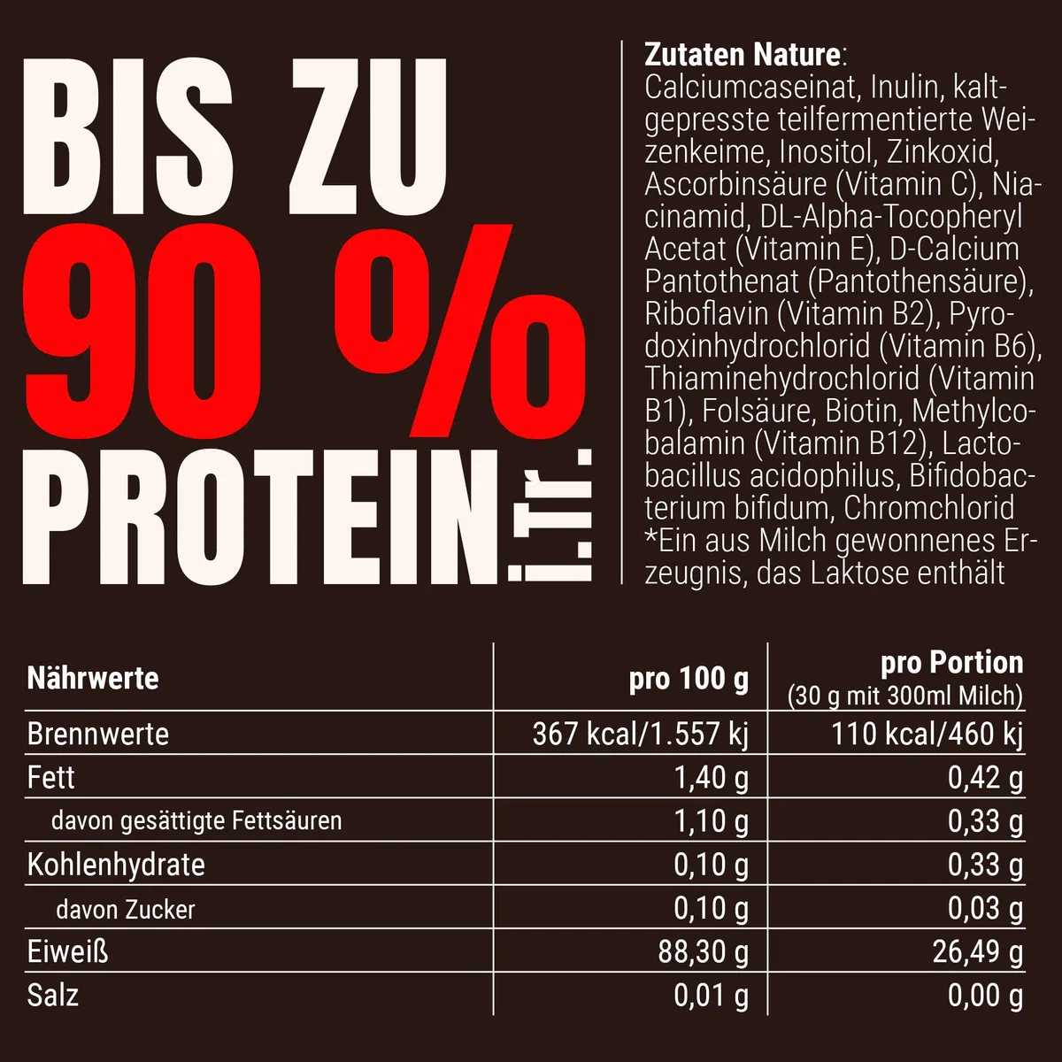 Powerstar CASEIN 90 Casein-Protein-Pulver 1000 g | Calciumcaseinat aus Weidemilch | Bis zu 88,3% Protein | Ideal als Diät- und Nachtprotein | Eiweiß-Pulver für Muskelaufbau & -erhalt | Schokolade