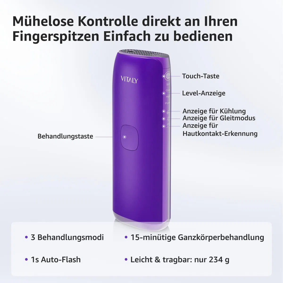 VITALY IPL Geräte Haarentfernung für Gesicht und Körper mit Gefrierfunktion, schmerzfreie langanhaltende Ergebnisse