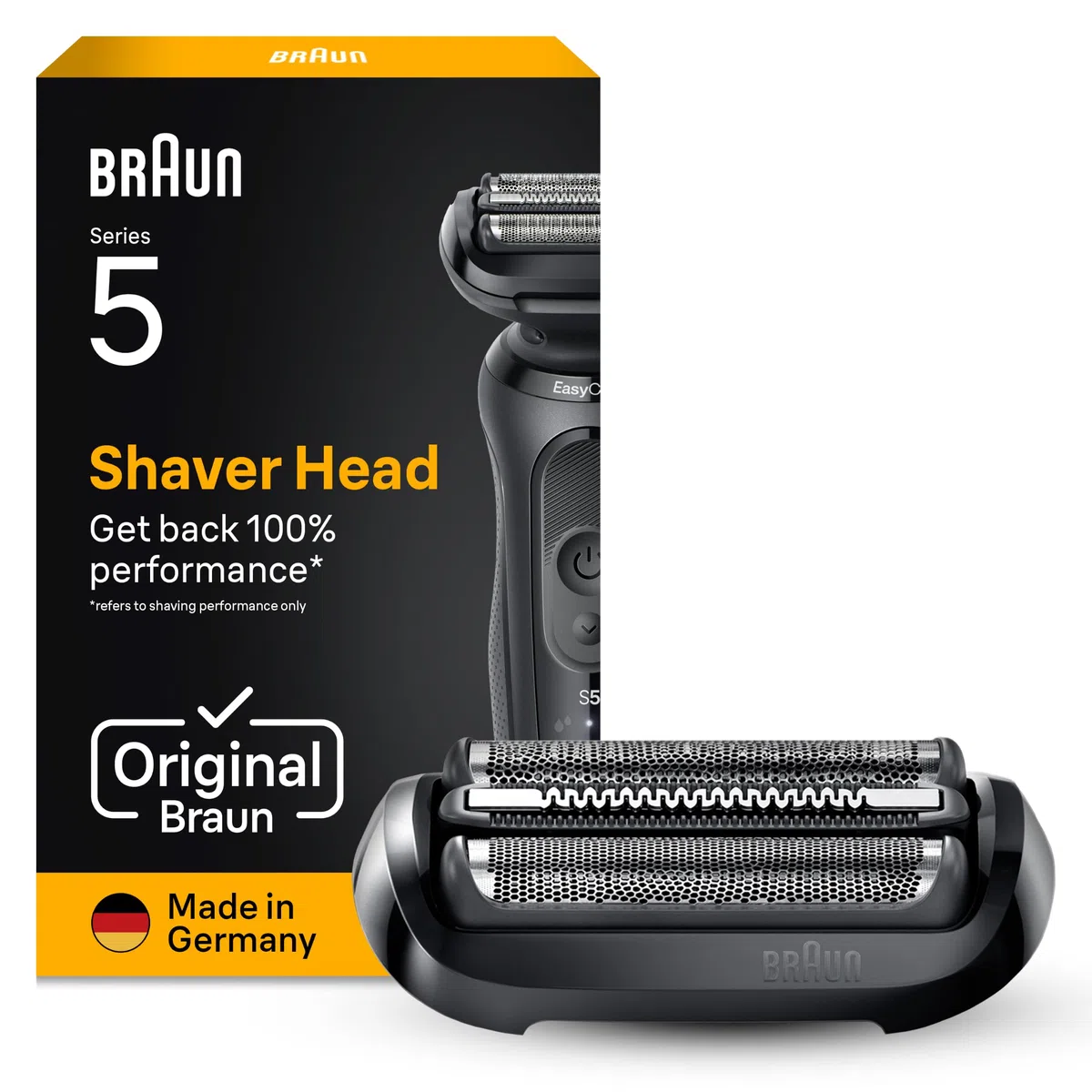 Braun Elektrorasierer Scherkopf Series 5, 54B, Schwarz - Original Ersatzscherteil und Rasierer Zubehör vom Hersteller, Made in Germany, Kompatibel mit Braun Series 5 Rasierern