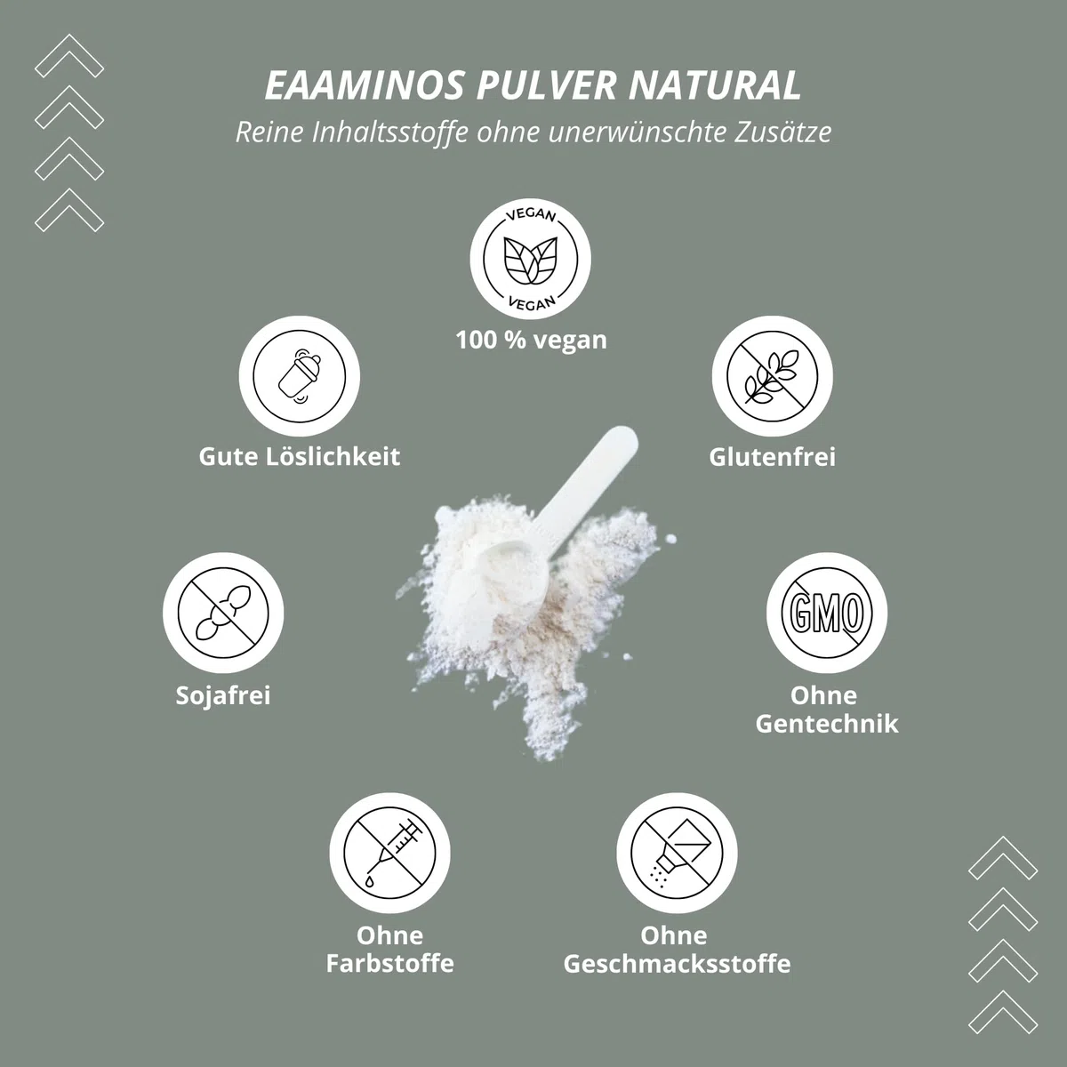 Nutri + EAA Pulver Neutral 500 g hochdosiert + vegan - 9 essentielle Aminosäuren - Instant Natural ohne Süßstoff, Zusatzstoff & künstlichen Geschmack