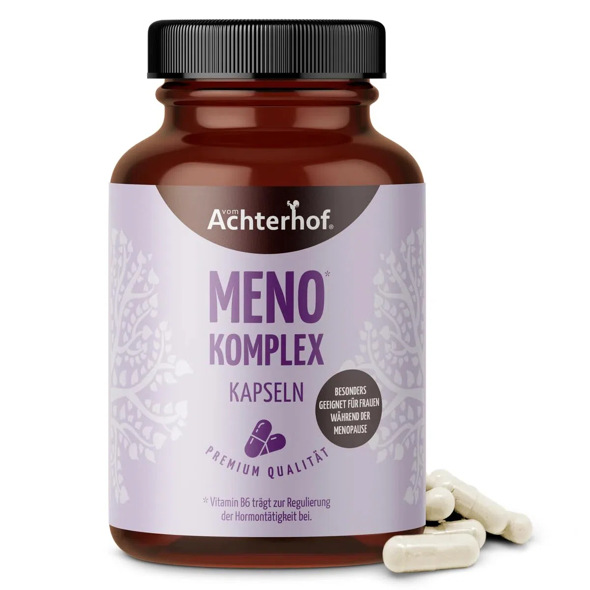 Meno Komplex Kapseln 120 Stück | mit Yams, Hopfen, Nachtkerzenöl und Salbei | Begleiter während der Menopause | Achterhof