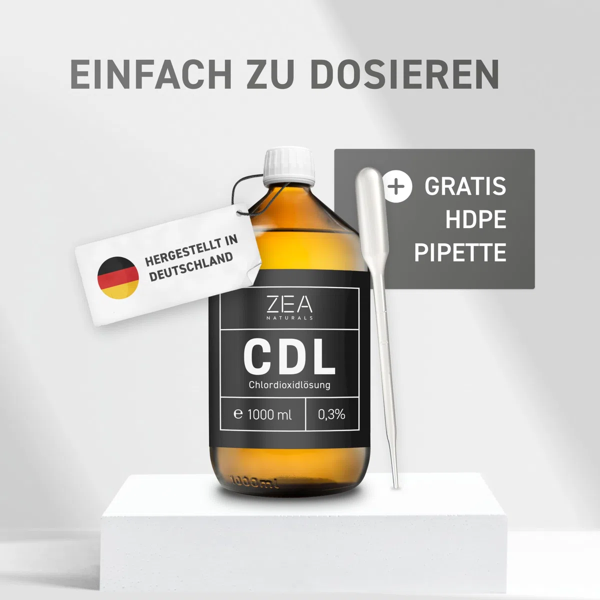 CDL 0,3% (1000 ml) - Chlordioxidlösung 0,3 - Braunglasflasche + HDPE Pipette - Reg-Nr. N-116788 - Chlordioxid, CDs, Cdl Tropfen, CDs Lösung 0 3 1000ml