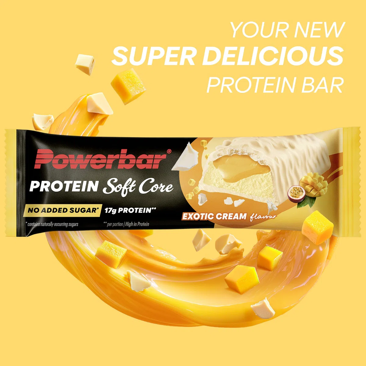 Powerbar Protein Riegel - Soft Core - Exotic Cream - 12x48g - High Protein Low Sugar Protein Bars