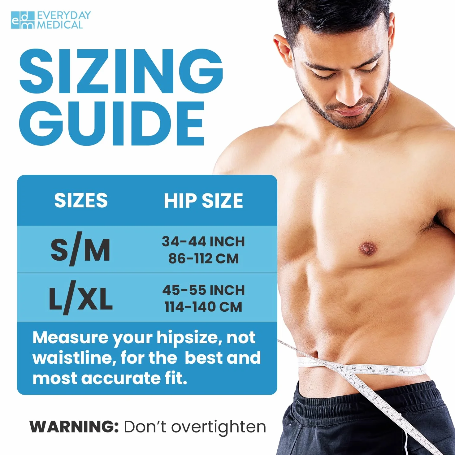 Everyday Medical Leistenbruchgürtel Für Männer Und Frauen – Bruchband Leistenbruch Bandage Links Und Rechts Tragbar – Flexibel Einstellbarer Leistenbruch Gürtel (Weiß, L/XL (112-140 CM Hips))