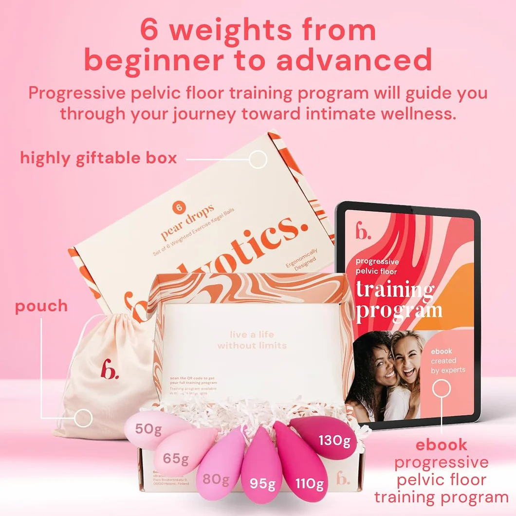 Bodyotics Beckenbodentrainer für Frau - Komplettes Kegel-Trainings-Set - 6-teiliges Set für Einsteigerinnen