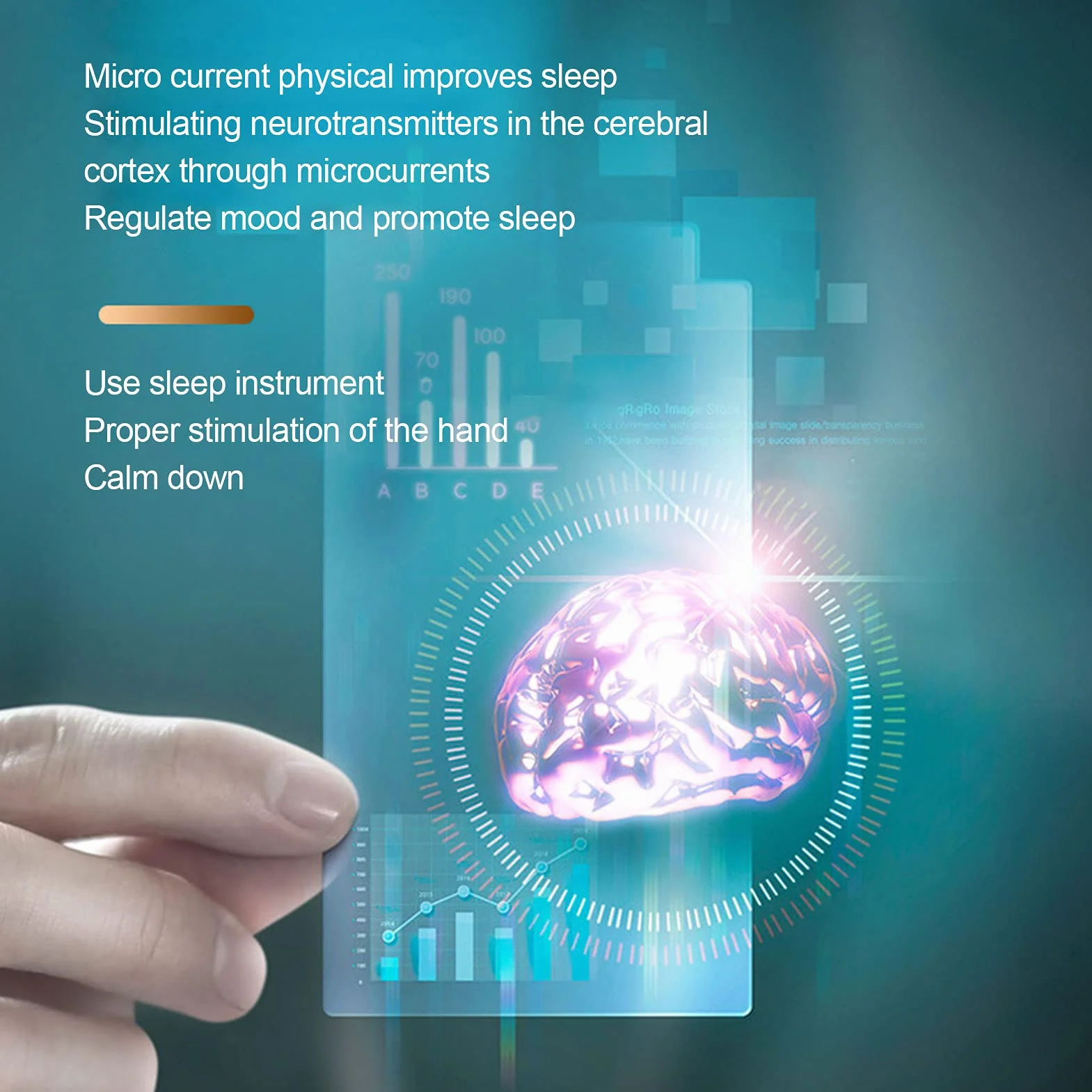 Sleep Aid Device für Adults, Mikrostrom Schlafhilfegerät USB Aufladung Handheld Sleep Aid Device Einschlafhilfegerät Erwachsene, Verbesserung des Stressabbau, Schnellen und Tiefen Schlaf (Silber)