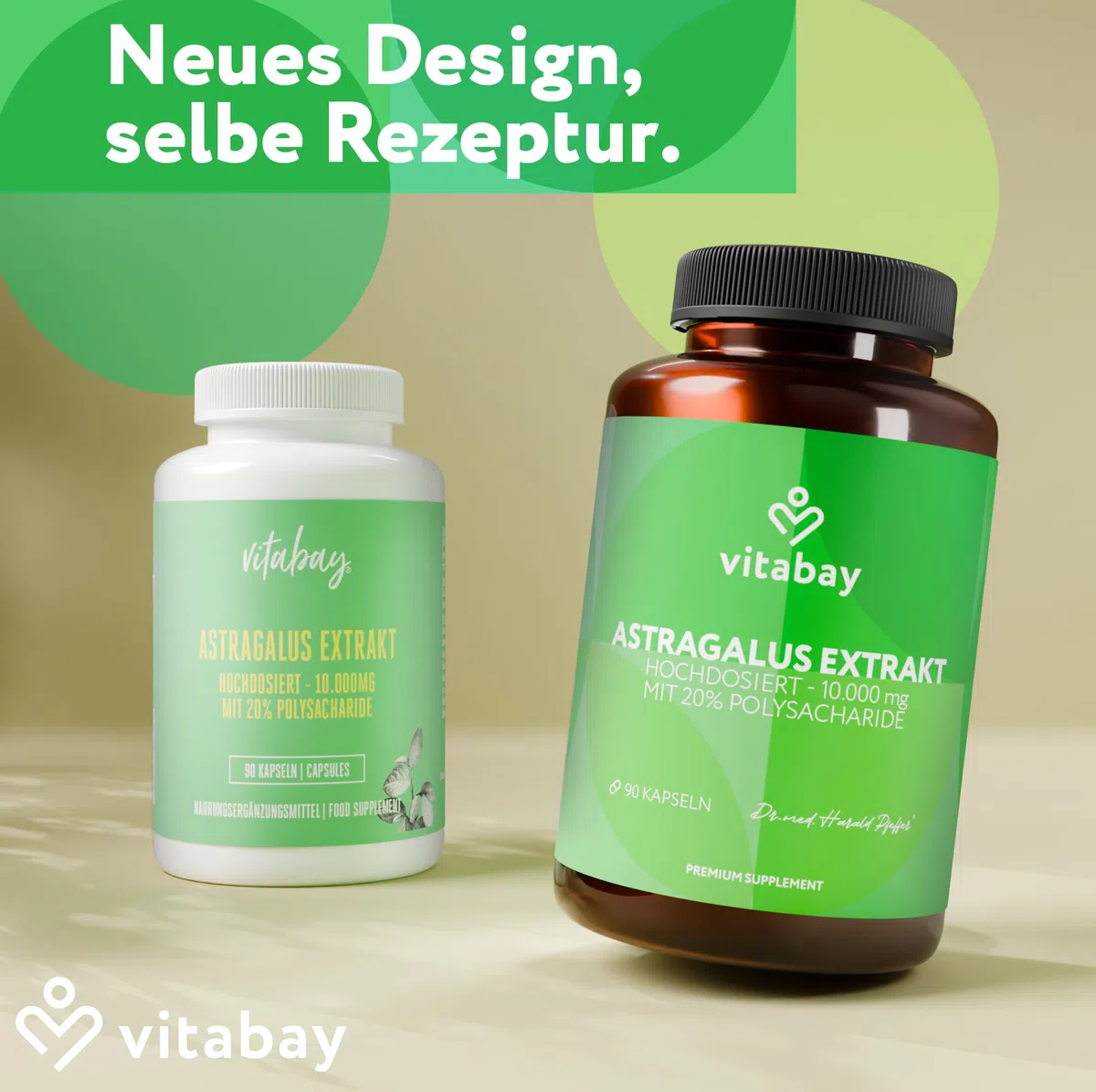 Vitabay Astragalus Kapseln Hochdosiert 10.000mg - 90 Vegane Kapseln Astragalus Extrakt aus der Wurzel - Tragantwurzel Membranaceus mit 20% Polysaccharide - Laborgeprüft