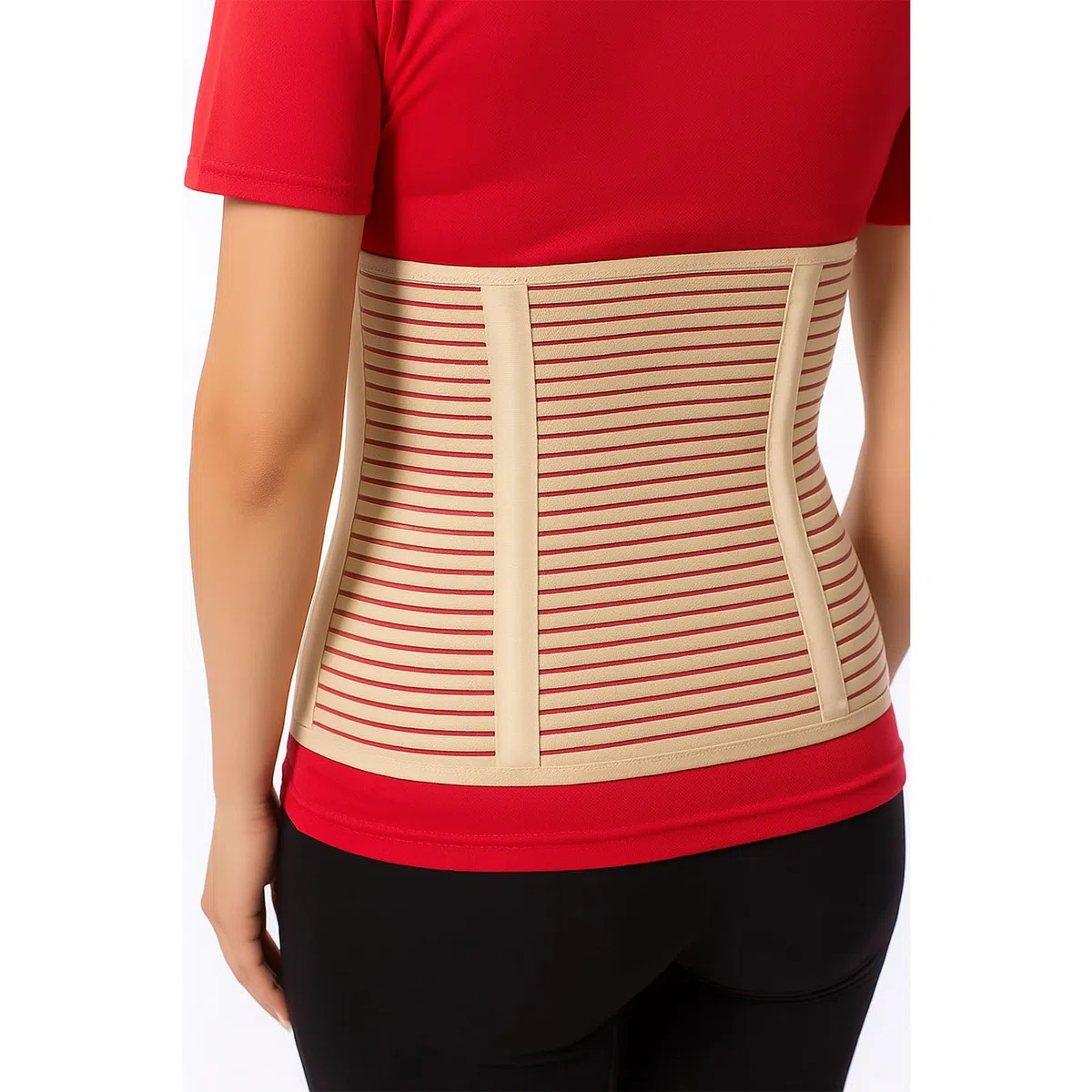 MEK 3002 Medizinische Bauchbandage mit Anti-Roll-System | Postoperativer Bauchgurt gegen Einrollen | 27 cm hoch, Atmungsaktiv, CE-Zertifiziert, **Beige (Hautfarben)** XL