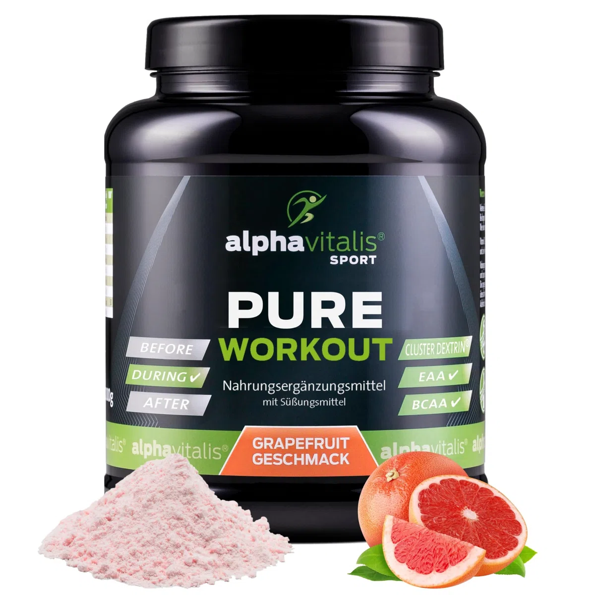 PURE INTRA WORKOUT Shake GRAPEFRUIT - 800g Cluster Dextrin Pulver + EAA + Elektrolyte - Hochverzweigtes zyklisches Maltodextrin, freie essentielle Aminosäuren, Mineralien für Sportler