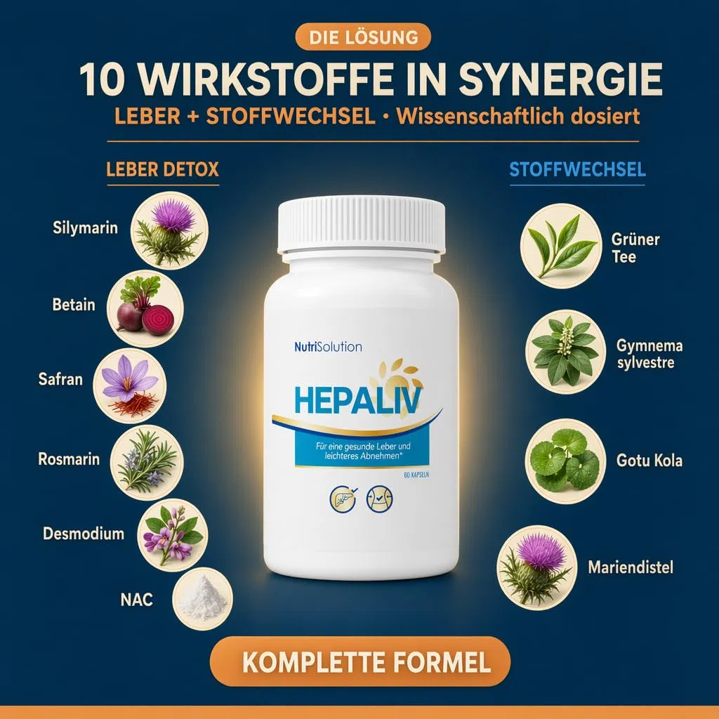 NutriSolution Hépaliv -Kapseln - Detox-Formel mit Mariendistel, Desmodium & Grüntee für gesundheit, Gewichtsmanagement & Fettverbrennung - 60 Kapseln (1)