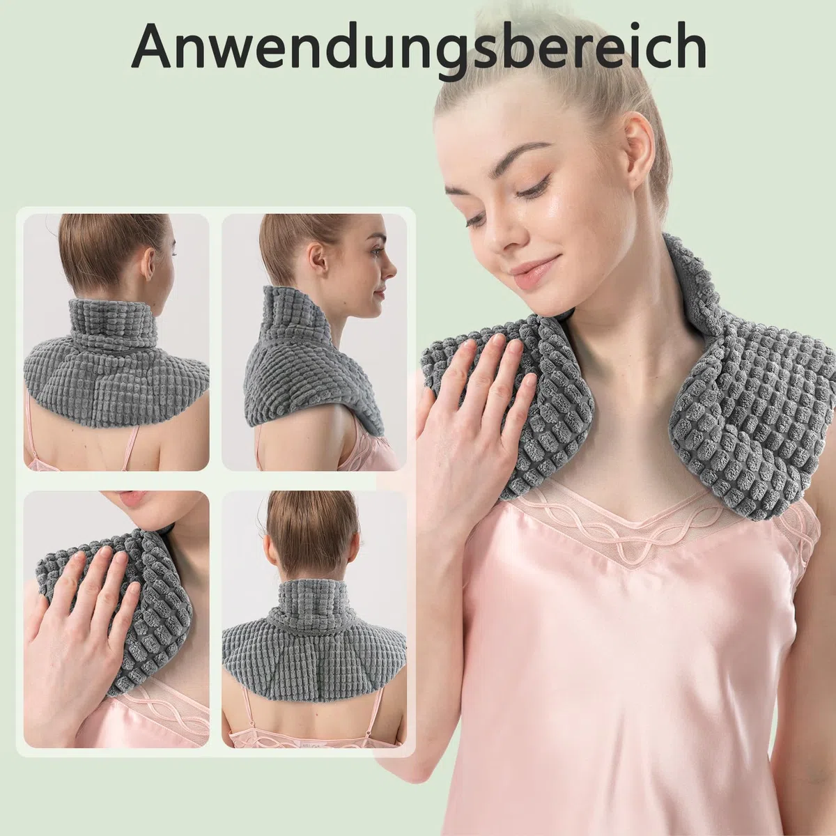 AROMA SEASON Wärmekissen Nacken & Schulter für Mikrowelle - Körnerkissen Nacken - Nackenkissen mit Kragen - Wärme-/Kältetherapie