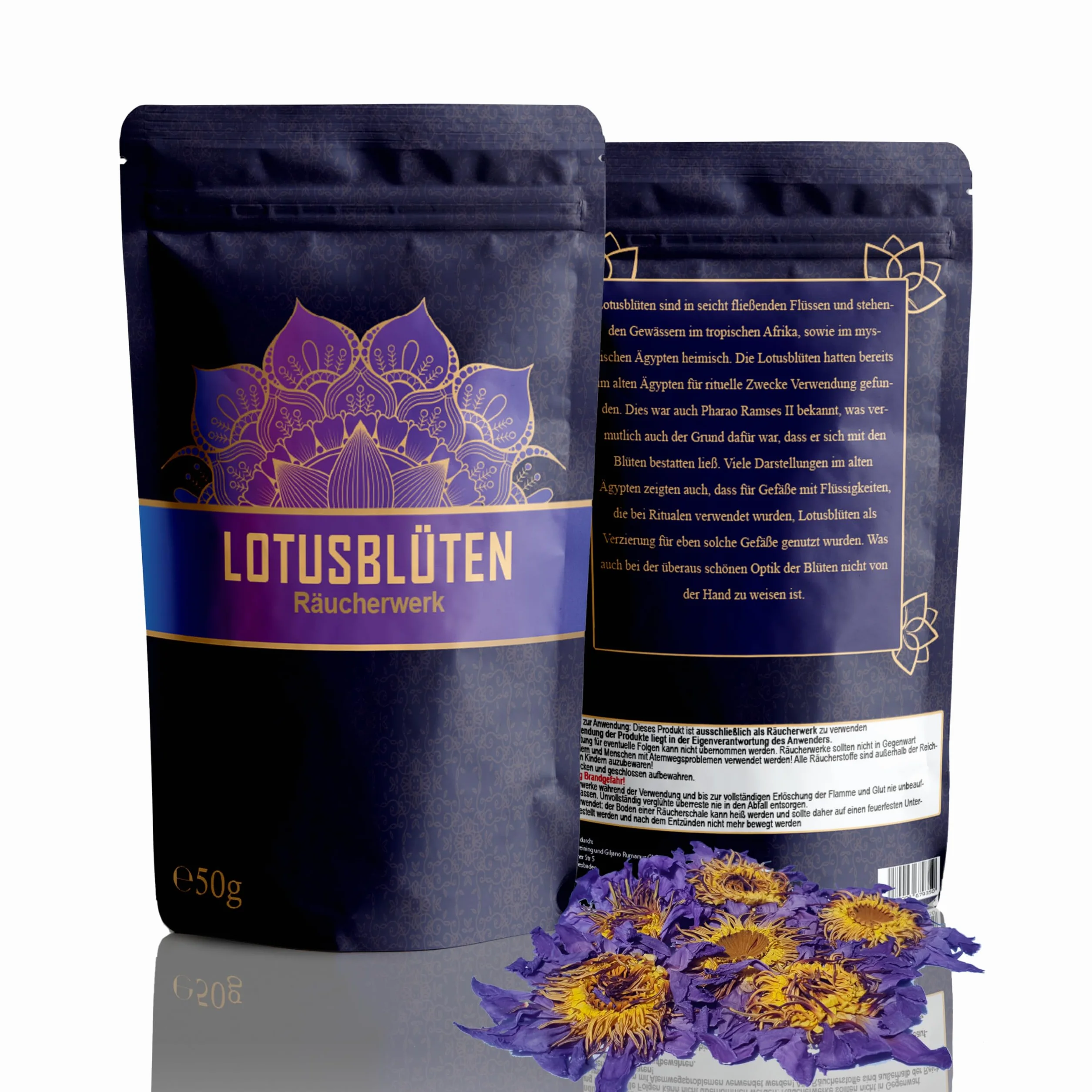 Lotusblüten 50 Gramm | ganze Blüten blau | Naturbelassen & Unbehandelt | Spitzenqualität