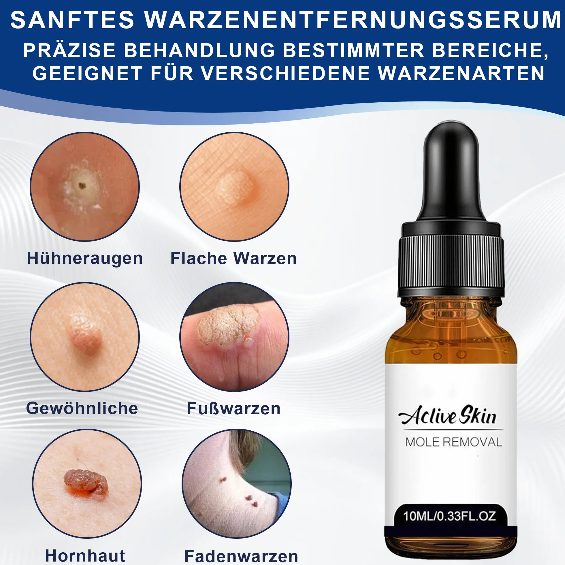 Sanfte Warzenentfernung für Gesicht & Körper - Schnell wirkendes Serum mit Präzisionstropfer, Sanfte Formel für sensible Haut, Reisegröße (10ml)