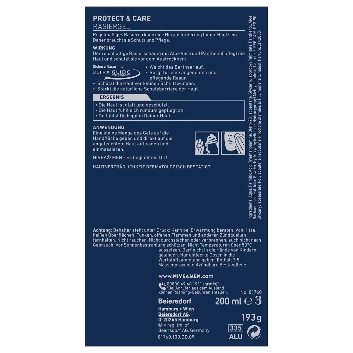 NIVEA MEN Protect & Care Rasiergel im 6er Pack (6 x 200 ml), Schutz und Pflege für eine sanfte Rasur, hautschonendes Rasiergel für Herren