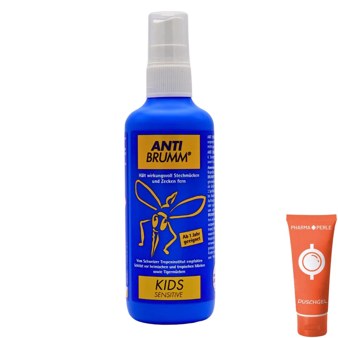Anti Brumm Kids Sensitive 1x 75 ml I Schutz gegen Mücken und Zecken I Mückenspray I Für zu Hause, Reise, Tropen I Icaridin I Kinder ab 1 Jahr I empfindliche Haut I Spar-Set plus Pharma Perle give-away