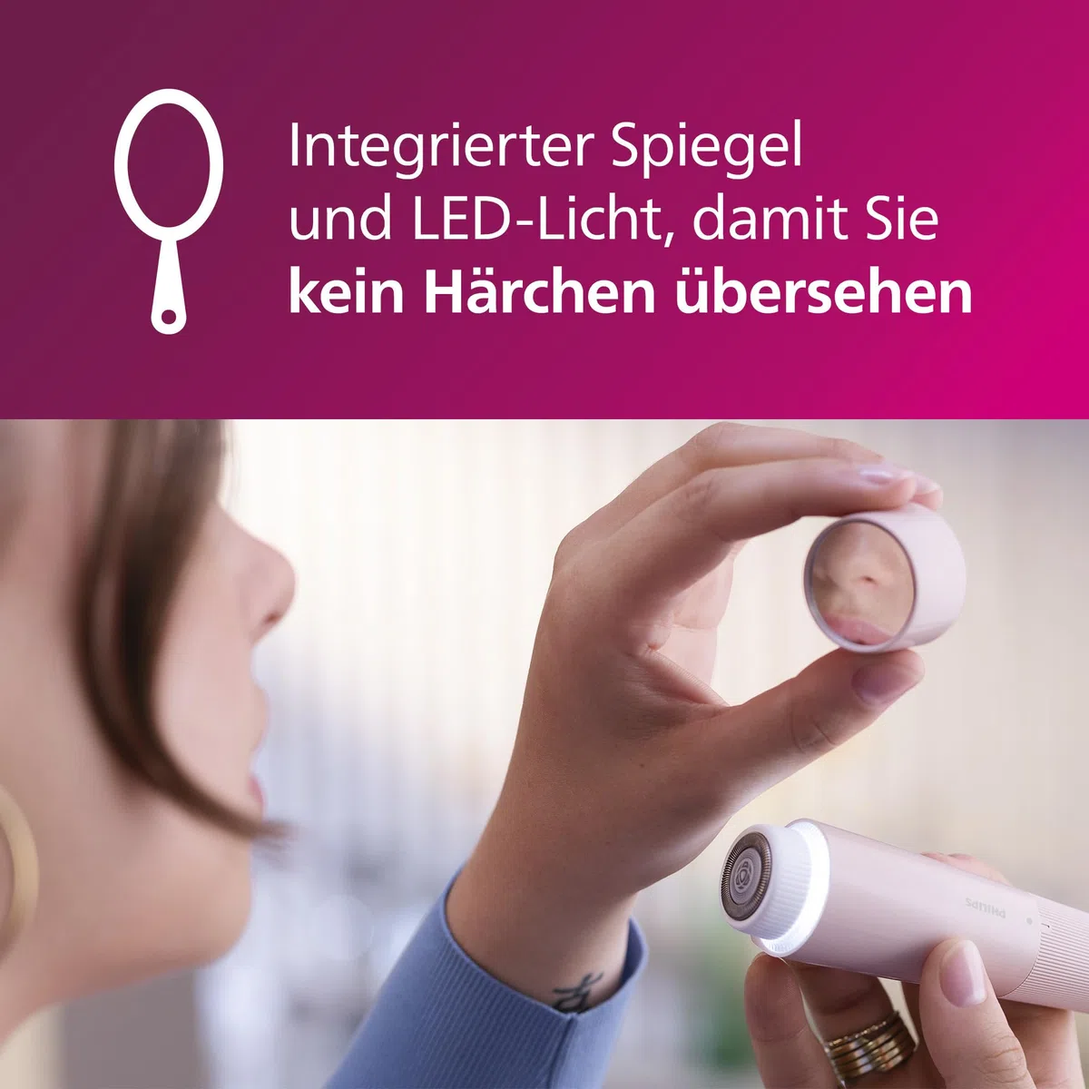 Philips Gesichtshaarentferner, 5000 Series, Haarentfernungsgerät für Frauen, kabellos und kompakt, mit hypoallergenem Kopf, sanftes und schnelles Entfernen feinster Haare im Gesicht, Modell BRR454/00