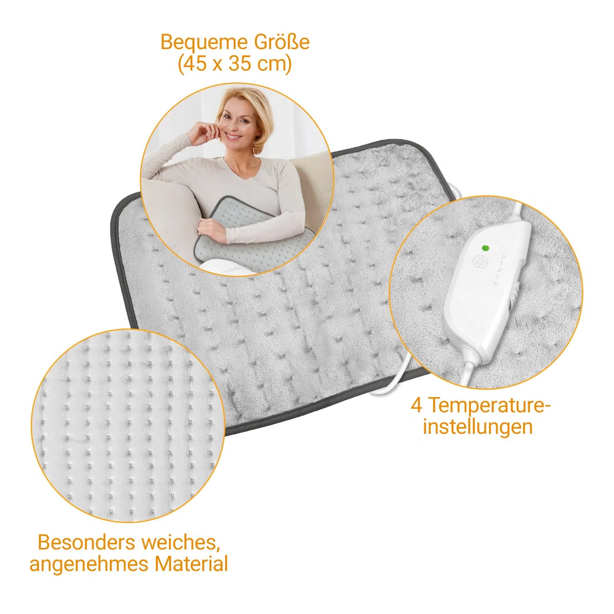 medisana HP 650 XL-Heizkissen, 45 x 35 cm, Wärmekissen für Rücken, Gesäß und Nacken, mit 4 Temperaturstufen und mit Überhitzungsschutz, Heizmatte elektrisch mit Abschaltautomatik, waschbar