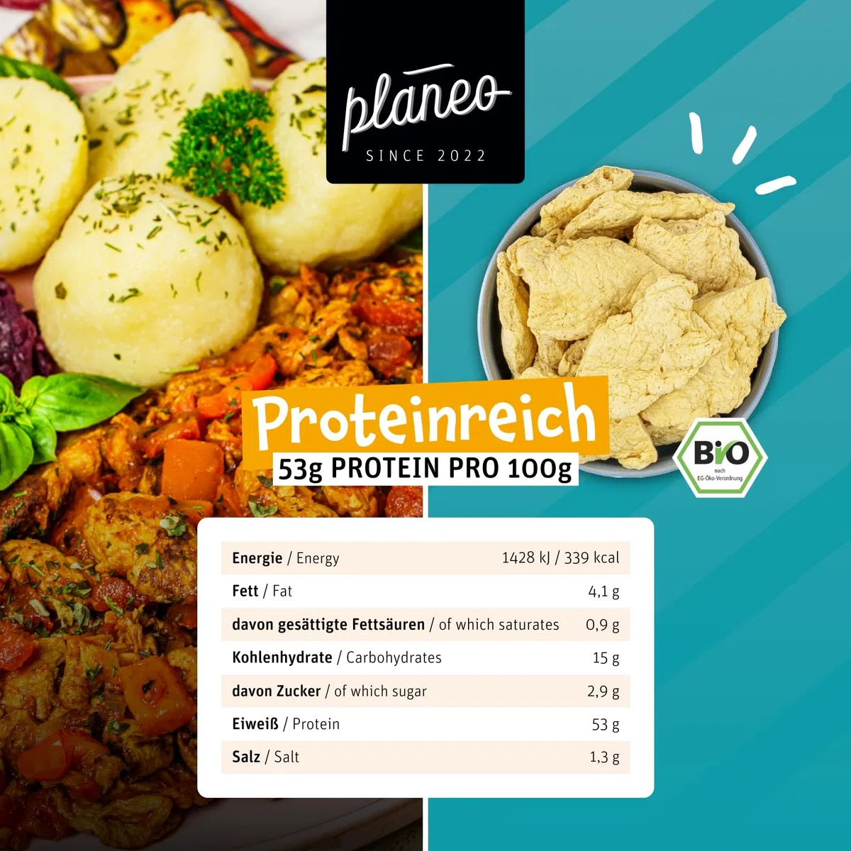 Planeo Bio Erbsen Medaillons 600g - Vegane Fleischalternative aus Erbsen und Ackerbohnen, Hoher Proteingehalt
