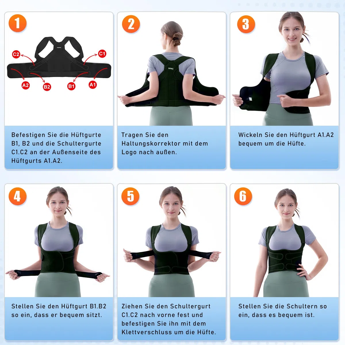 Rücken Geradehalter Rückenstützgürtel Haltungskorrektur Damen: Haltung Korrektur Gurt für Herren - Verstellbare Back Support Corrector - Haltungstrainer Rückengurt für Schulter Nacken - Schwarz L