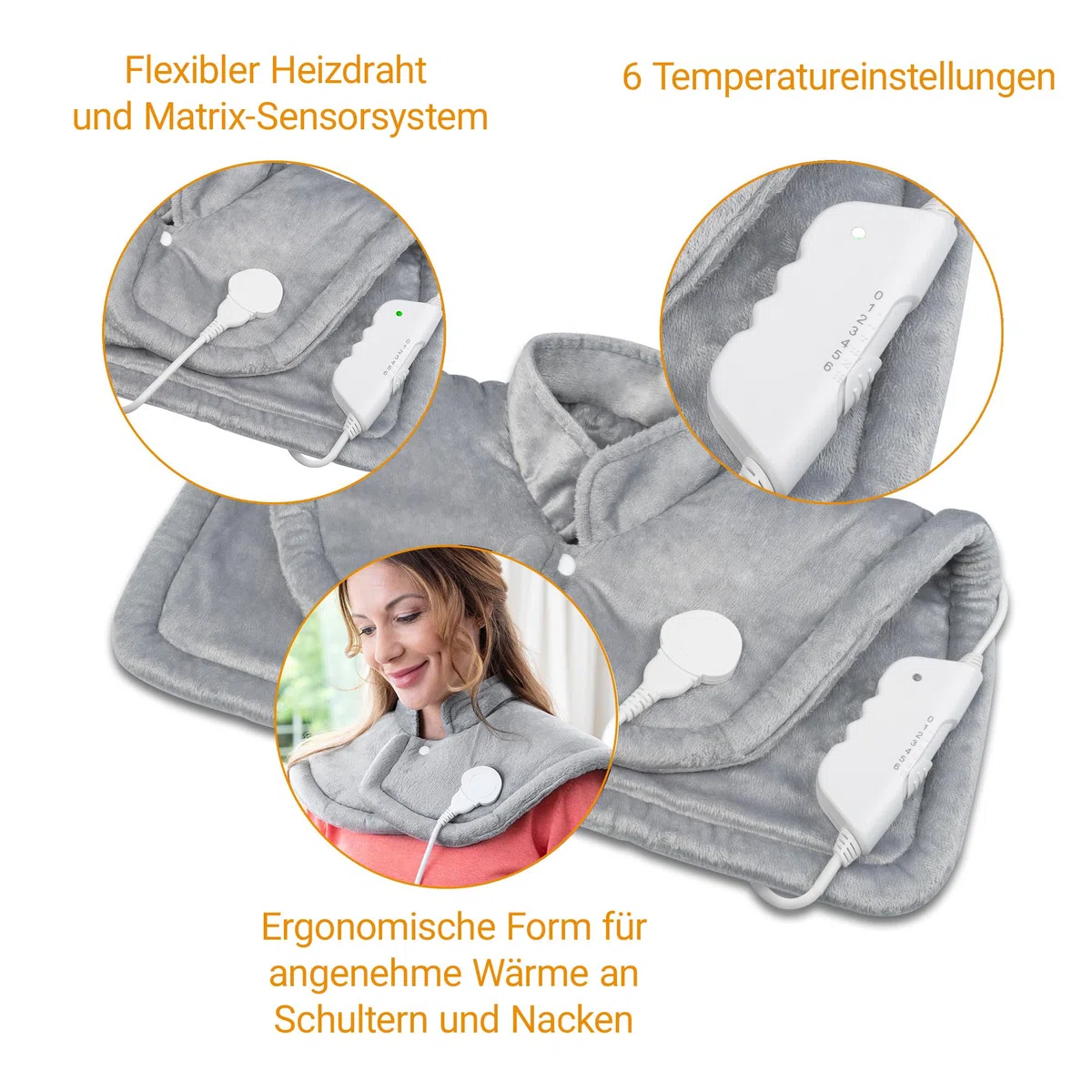 medisana HP 622 Heizkissen für Nacken und Schulter, Elektrisches Wärmecape, Wärmekissen mit 6 Temperaturstufen und Überhitzungsschutz, Heizmatte elektrisch mit Abschaltautomatik