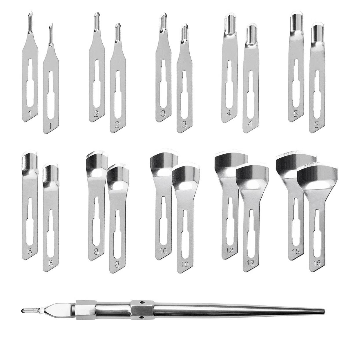 Set 4, 20x Hohlmeißelklingen (je 2x) 1x Halter für die Fußpflege, 10 Größen Mixset Starterset