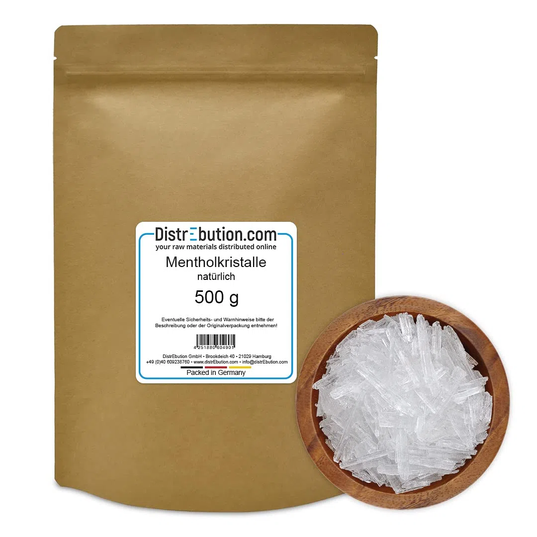 DistrEbution.com Mentholkristalle aus 100% Minzöl 500g Sauna Aufguss reines Menthol intensiv und wohltuend