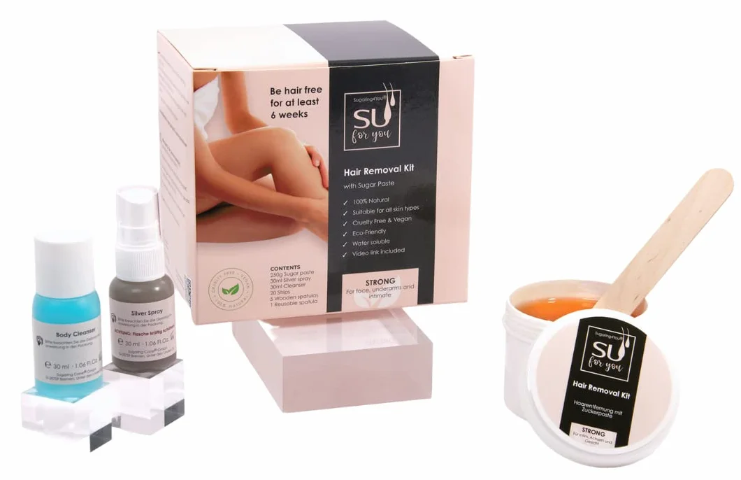 Sugaring4You Zuckerpaste Beauty-Set zur sanften Haarentfernung | Für Gesicht, Arme, Beine, Rücken und Brust | Sugaring für Sie & Ihn | inkl. Silverspray & Entfetter | Zuckerwachs Extra-Soft 250g
