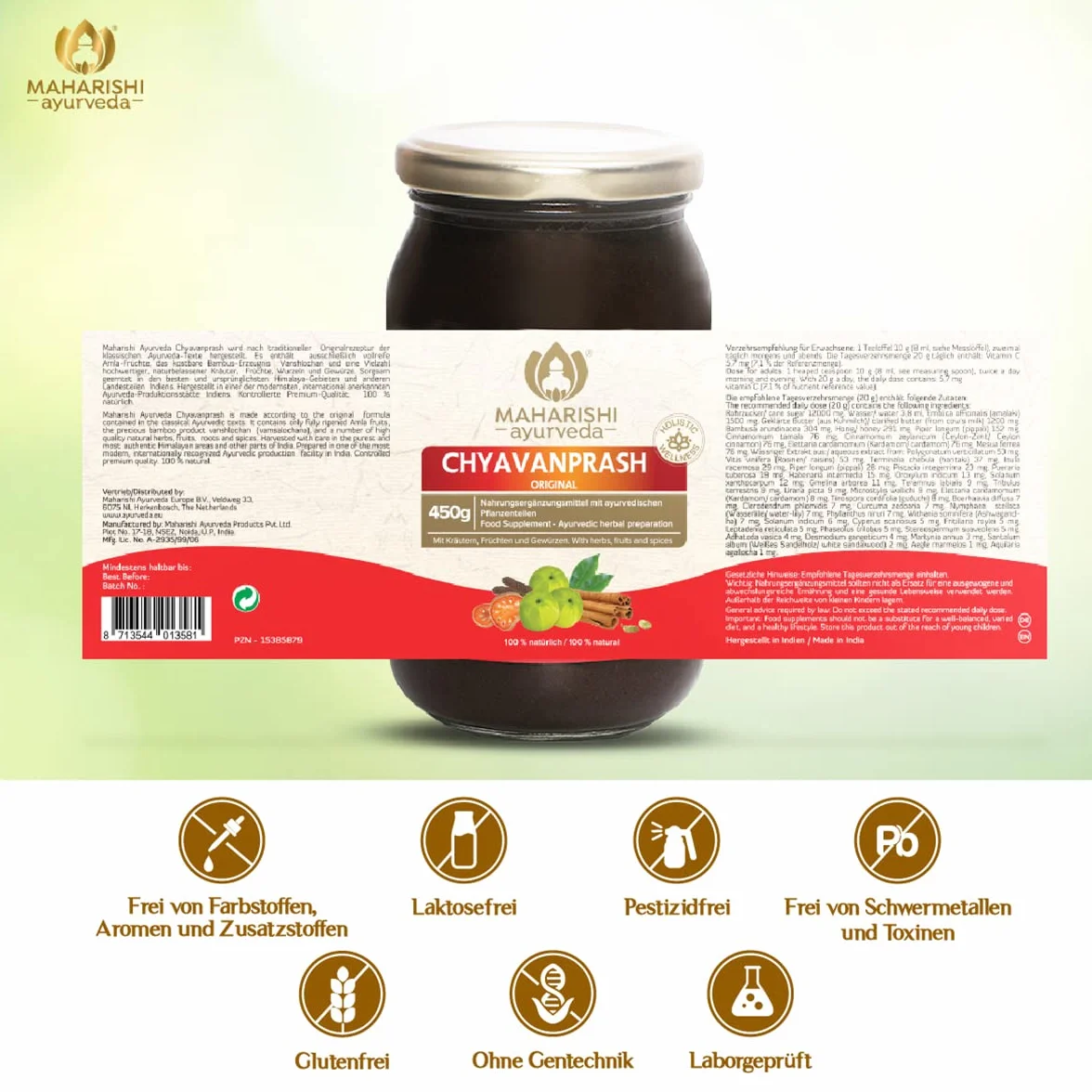 Maharishi Ayurveda Chyavanprash Amalaki (AMLA) Fruchtmus | 450 g Glas | 1er Pack