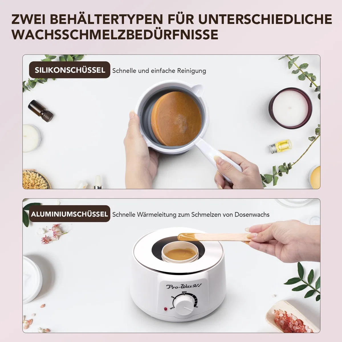 Waxing set, Professionell Wachswärmer Wachs Haarentfernung mit 500g Wax Warmer mit Wachsperlen, Waxing Maschine Set, Wax Maschine für Wachs Haarentfernung Perlen