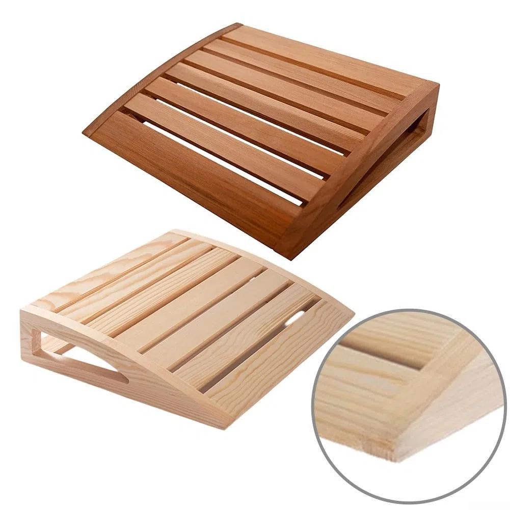Holz Sauna-Kopfstütze, Ergonomische Saunakopfstütze Holz, Sauna Kopfstütze Kopfteil Rückenlehne gebogen, Nackenstütze Beinauflage Rückenlehne Rückenstütze Saunazubehör, 31 x 38 x 7 cm(B)