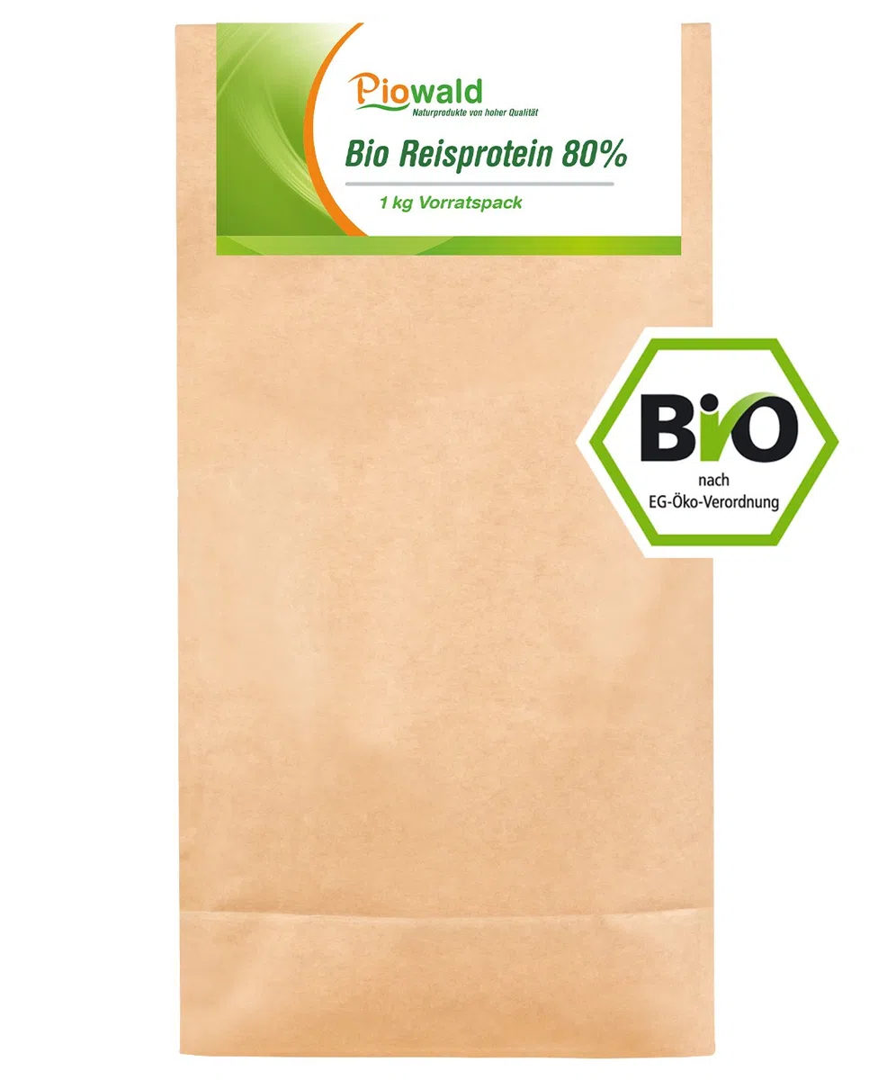 Piowald BIO Reisprotein - 1 kg Vorratspackung | Pflanzliches Eiweißpulver, Vegan und Glutenfrei