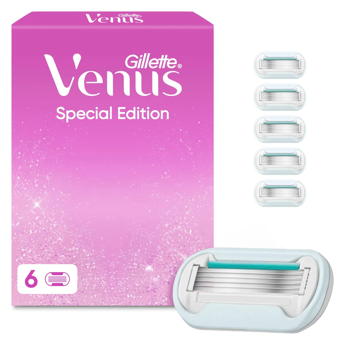 Gillette Venus ComfortGlow Rasierklingen Damen — 6 ORIGINAL Ersatzklingen mit einem Hauch von Aloe Vera für Damenrasierer, Für die Haut empfohlen, Nassrasierer für Damen