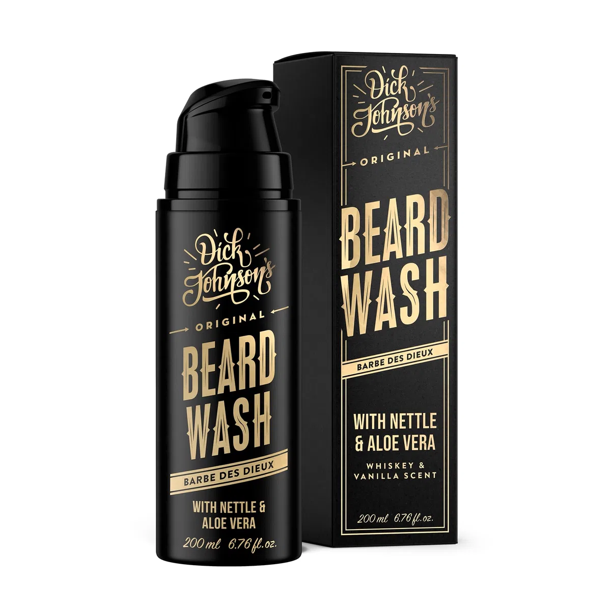 DICK JOHNSON Bartshampoo Godlike 200 ml – Bartseife Herren mit Brennesselextrakt– reinigt gründlich, schont die Haut & spendet Feuchtigkeit – Bart Shampoo mit Whiskey-Vanille-Duft