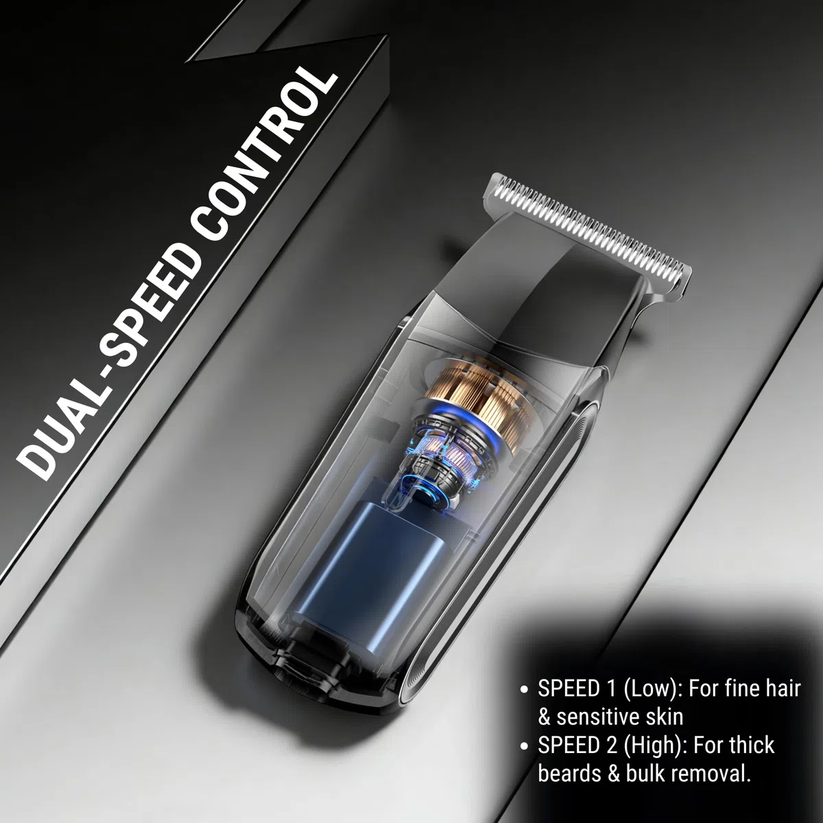BarberBoss 3-in-1 Reiseschneider für Männer, Bart- & Haarschneider, Nasen- & Ohrentrimmer, Mini Elektrorasierer Herren, Dual-Speed Trimmer Set (Metallisches Pistolenpulver) | Reise-Trimmer-Set, Bart- und Haarschneider, Nasen- und Ohrentrimmer, Mini-Folien