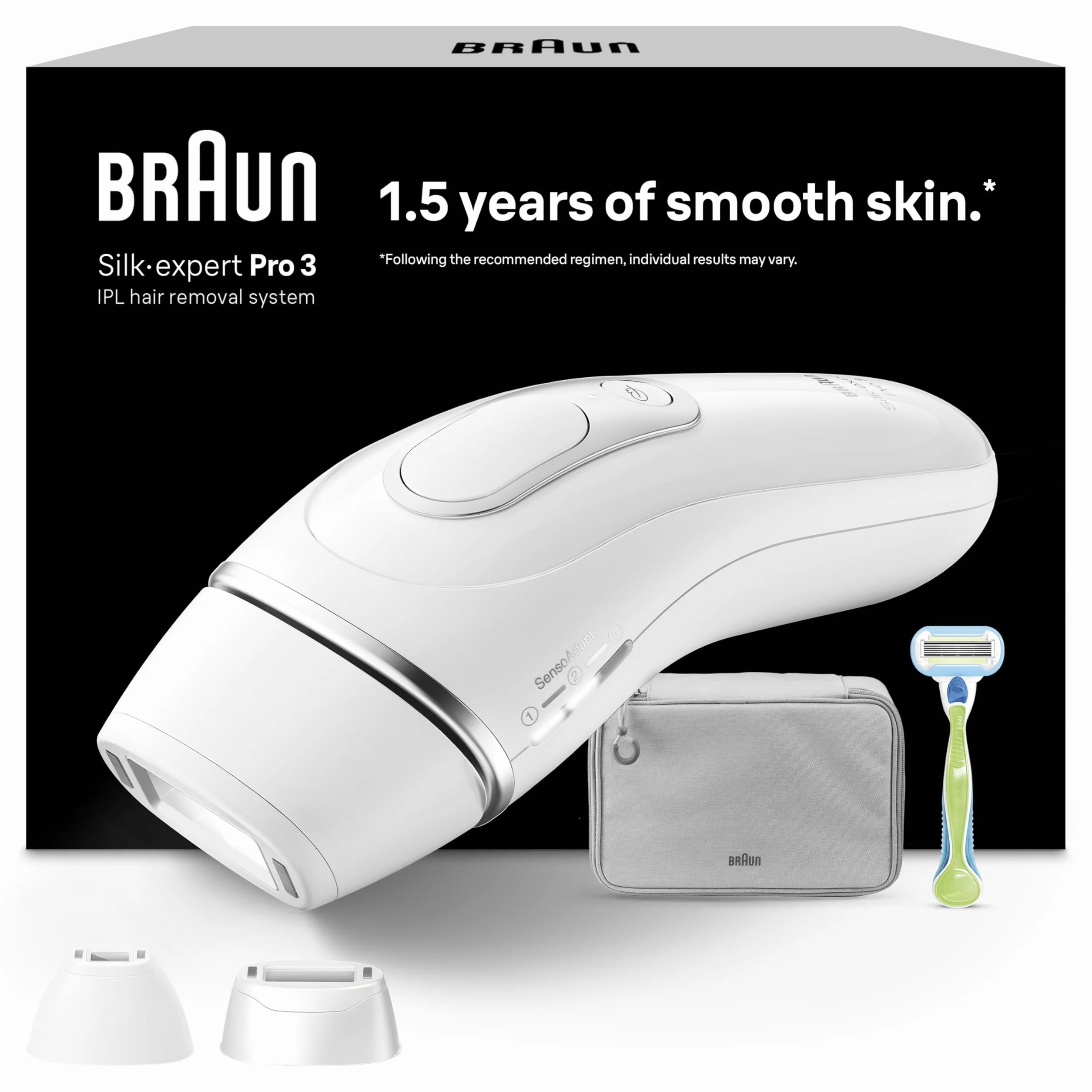 Braun Silk·expert Pro 3 IPL Haarentfernung Gerät PL3222 Weiß Silber