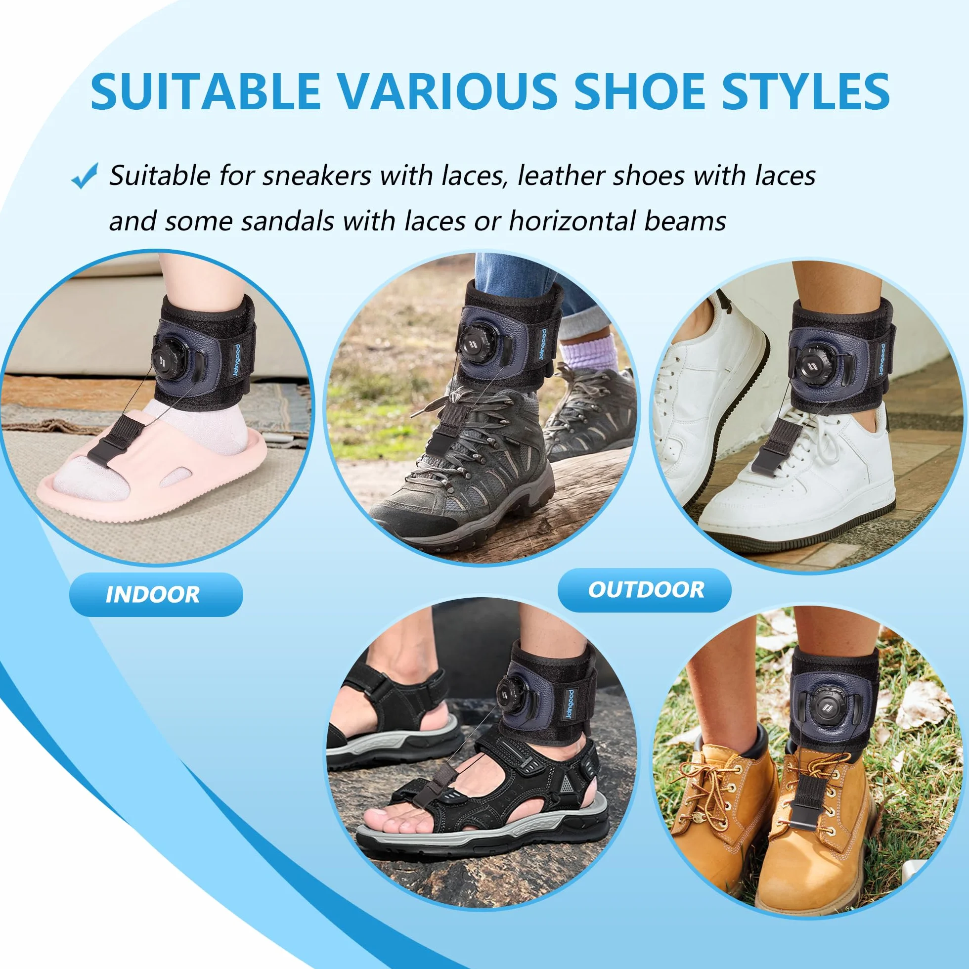 Fußheberorthese zum Gehen mit Drehknopf,Fußschiene mit Schuhen für Fallfuß,Einstellbare Fußbandagen für Achillessehne,Schlaganfall,Dorsalflexion des Fußes,Fußorthese für Links & Rechts(S/M)